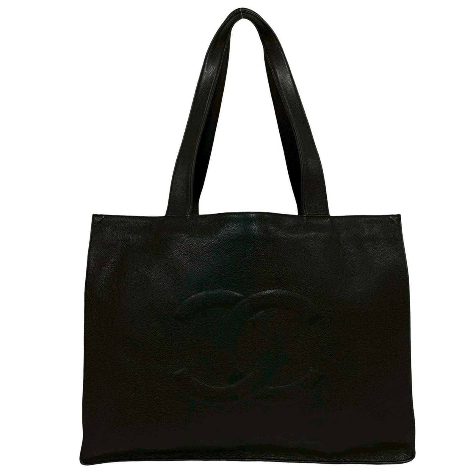 Chanel Shoulder Bag Tote Bag Grained Calfskin: Chanel Shoulder Bag Tote Bag Grained Calfskin Chanel's iconic shoulder bag tote bag boasts a luxurious grained calfskin exterior in sleek black, adding an air of sophistication to any outfit. With pre