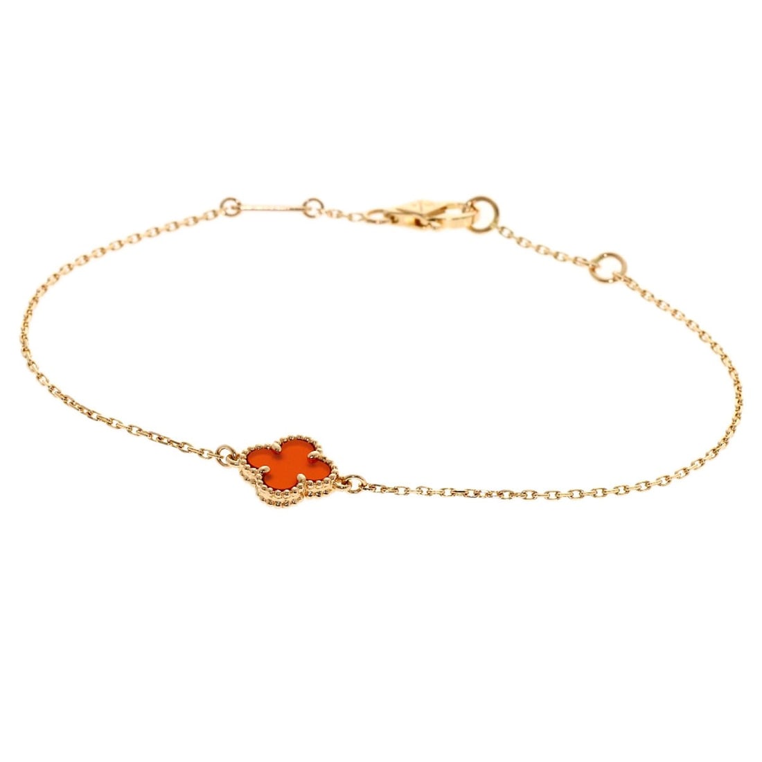 Sweet Alhambra Carnelian K18 Gold Pink Van Cleef Arpels: Sweet Alhambra Carnelian K18 Gold Pink Van Cleef Arpels K18 Pink Gold Carnelian Bracelet by Van Cleef & Arpels. This exquisite bracelet showcases K18 pink gold, a rare and luxurious metal alloy, exper