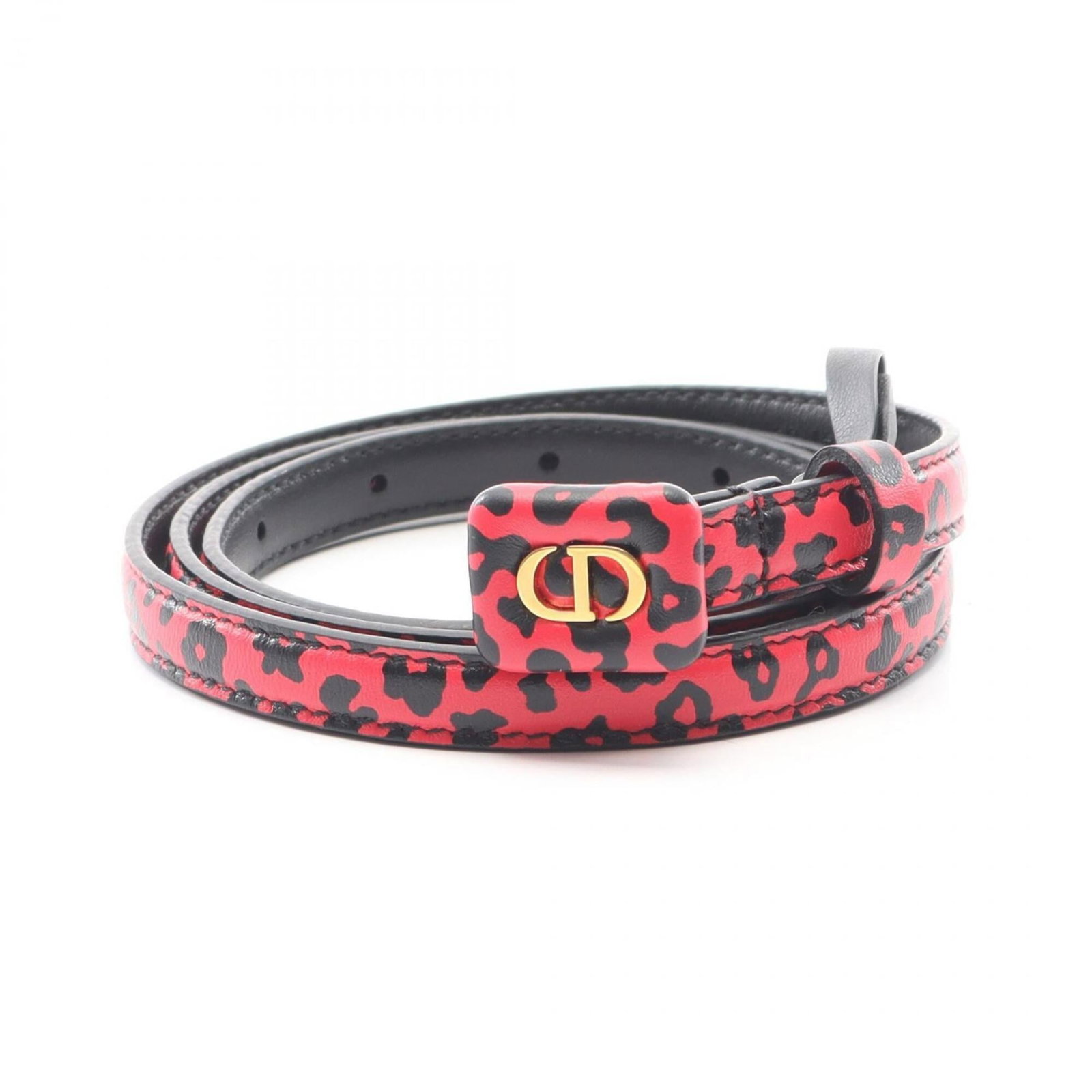 Standard Belt by Christian Dior: Standard Belt by Christian Dior Black and red leather belt with abrasion from Christian Dior, available in lengths of 73cm to 83cm. This standard belt features a sleek design with a width of 1.2cm.