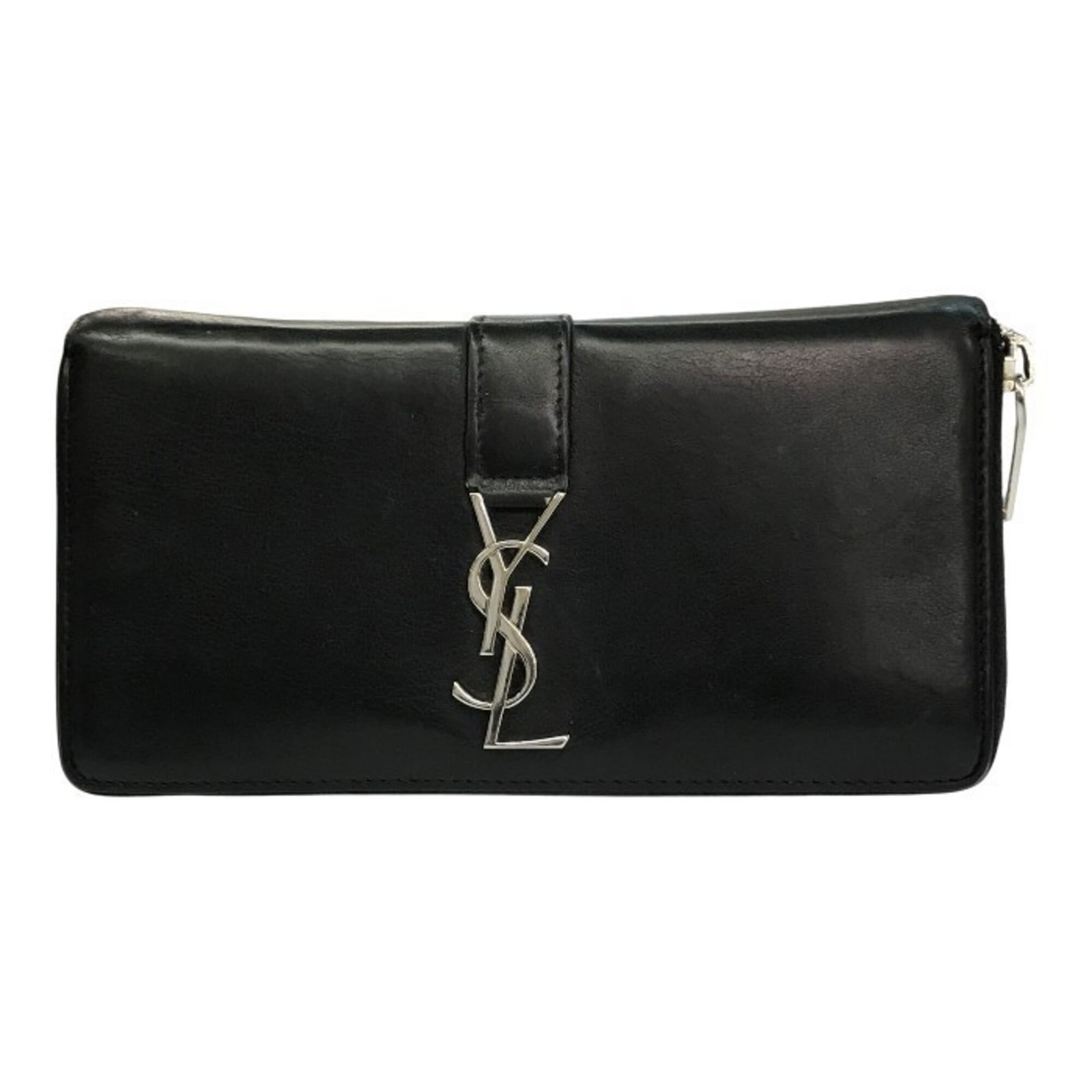 Saint Laurent Wallet Long Bi Fold Leather: Saint Laurent Wallet Long Bi Fold Leather 9.5cm x 19cm x 2cm / 3.74'' x 7.48'' x 0.78'' Black leather long wallet with bi-fold design, marked with serial number on body. Made from high-quality Italian