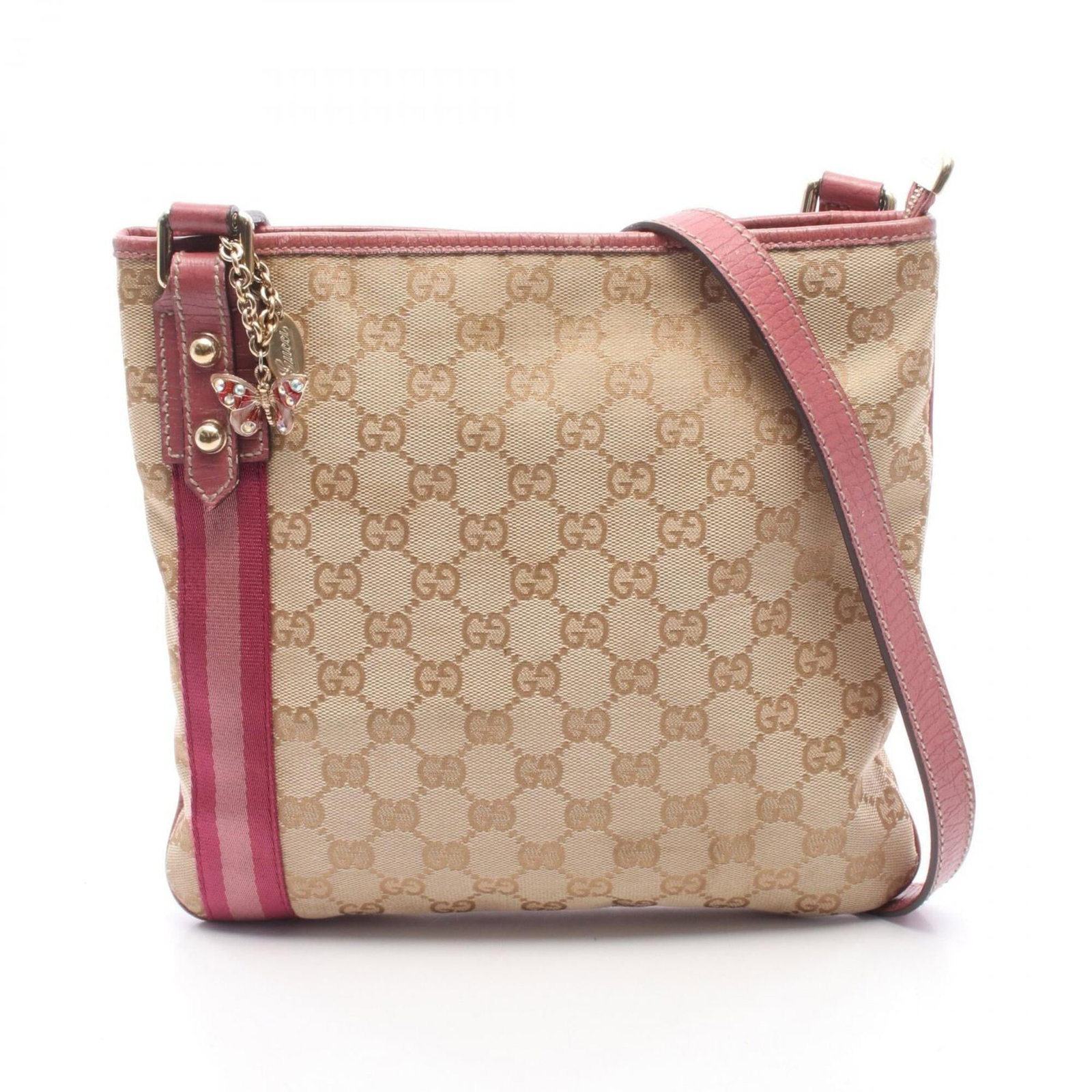 Gucci Handbag Shoulder Bag Gg Canvas Leather: Gucci Handbag Shoulder Bag Gg Canvas Leather Gucci's iconic GG canvas leather shoulder bag boasts a timeless design with clean lines and a classic beige and pink color combination. Made from high-qual