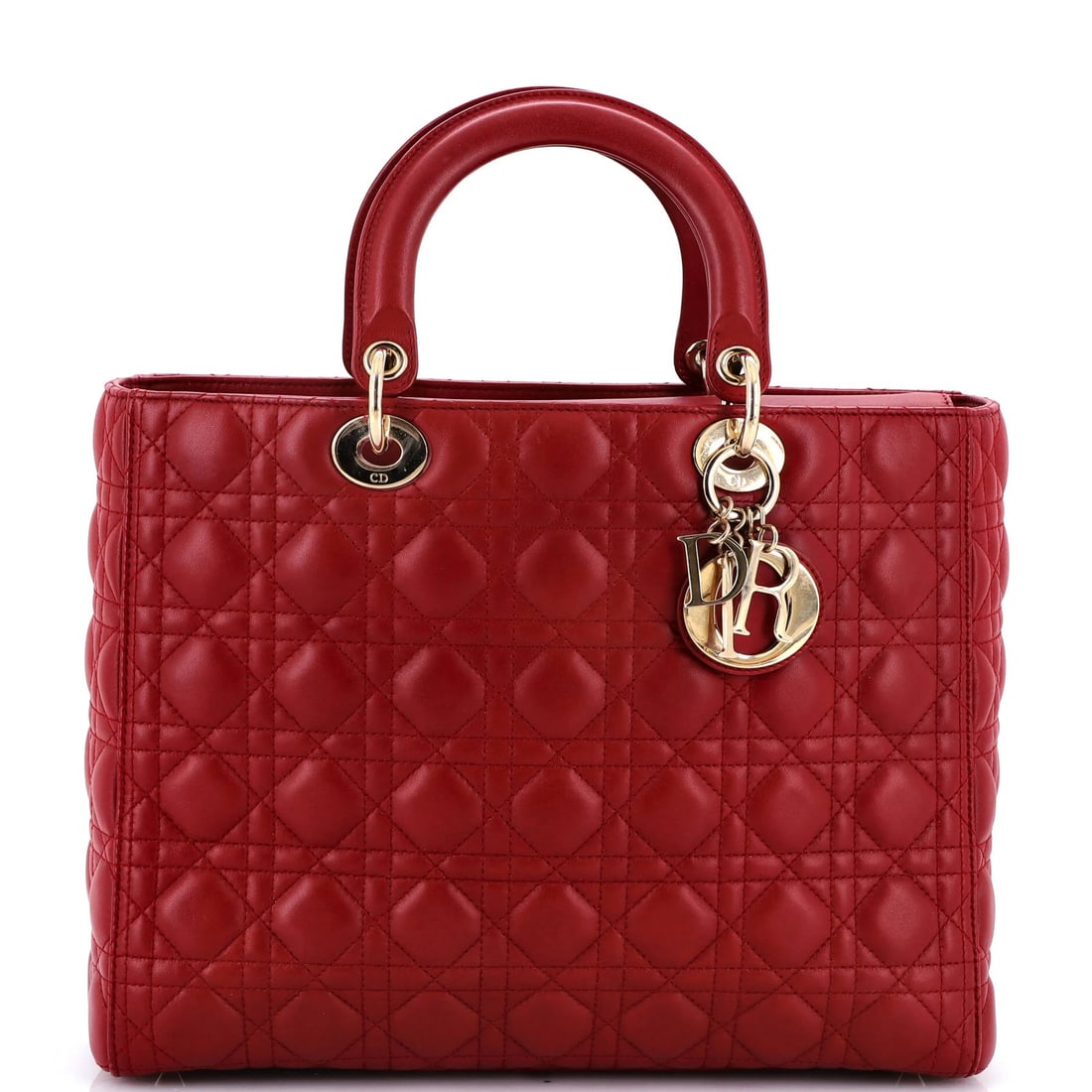 Cannage bag lady large lambskin quilt dior Christian: Cannage bag lady large lambskin quilt dior Christian Burgundy leather exterior, gold tone hardware, and luxurious microfiber interior make this Lady Dior Bag Cannage Quilt Lambskin Large a striking