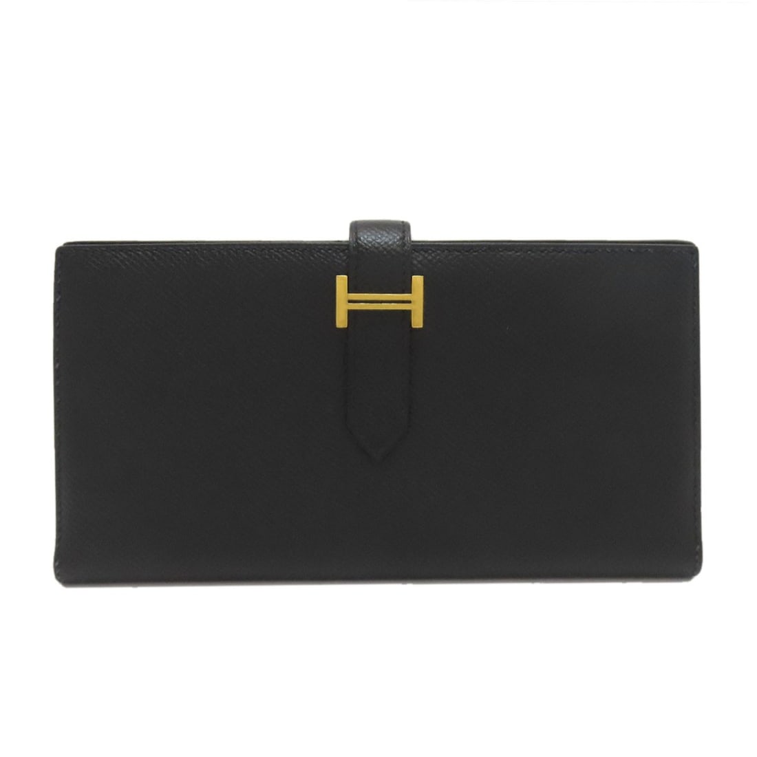 Hermes Barance Free Goldhardware Long Wallet (With Coin Pocket) Epsom: Hermes Barance Free Goldhardware Long Wallet (With Coin Pocket) Epsom Black Epsom leather construction, characteristic of Hermes' signature style. This long wallet features a coin pocket and boasts a