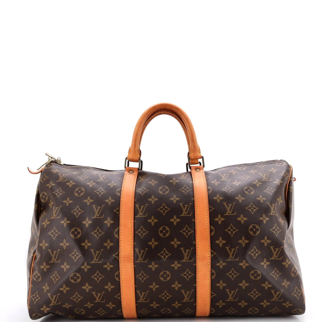Louis Vuitton Monogram Canvas Keepall Bag: Louis Vuitton Monogram Canvas Keepall Bag Brown Louis Vuitton Monogram Canvas Keepall Bag with signature. This classic bag features the iconic monogram canvas exterior, heavy corner wear and edge wear