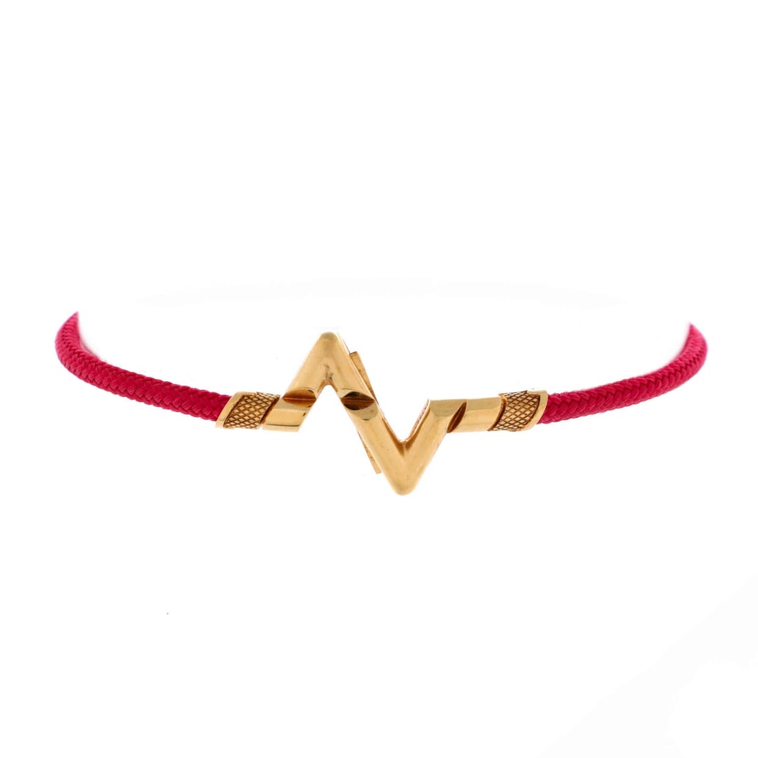 Louis Vuitton LV Volt Upside Down Bracelet 18K Yellow Gold and Cord: Louis Vuitton LV Volt Upside Down Bracelet 18K Yellow Gold and Cord 18K Yellow Gold and Cord details come together in the iconic LV Volt Upside Down Bracelet, with its striking blue exterior. This