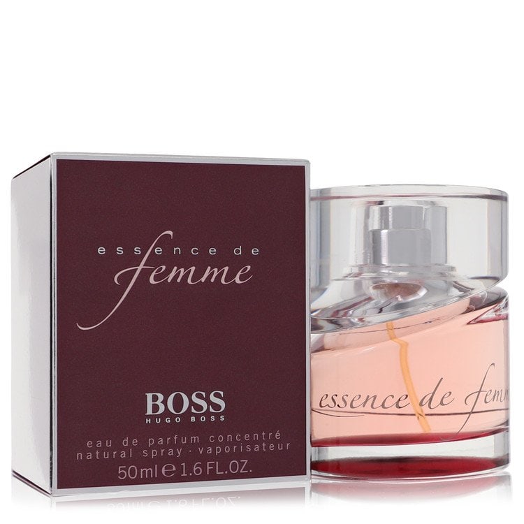 Boss Essence De Femme by Hugo Boss Eau De Parfum Spray 1.7 oz: Boss Essence De Femme by Hugo Boss Eau De Parfum Spray 1.7 oz Essence de Femme by Hugo Boss Eau De Parfum Spray 1.7 oz, a long-lasting fragrance for evening wear with fruity opening notes and floral h