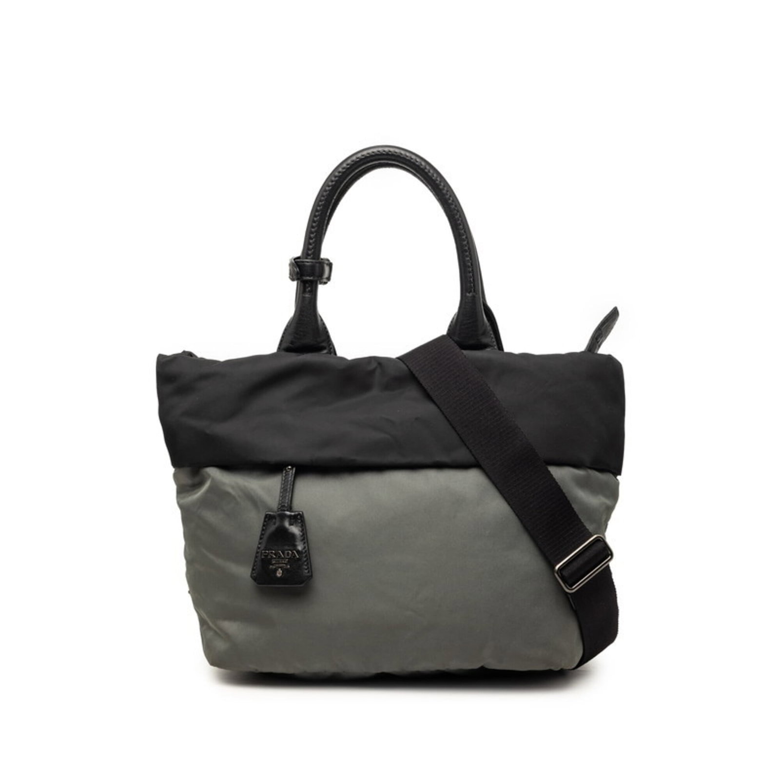 Prada Handbag Shoulder Bag Nylon: Prada Handbag Shoulder Bag Nylon Prada Handbag Shoulder Bag Nylon - A sleek and modern design, this black and gray shoulder bag features a durable nylon material that exudes effortless style. Measurin