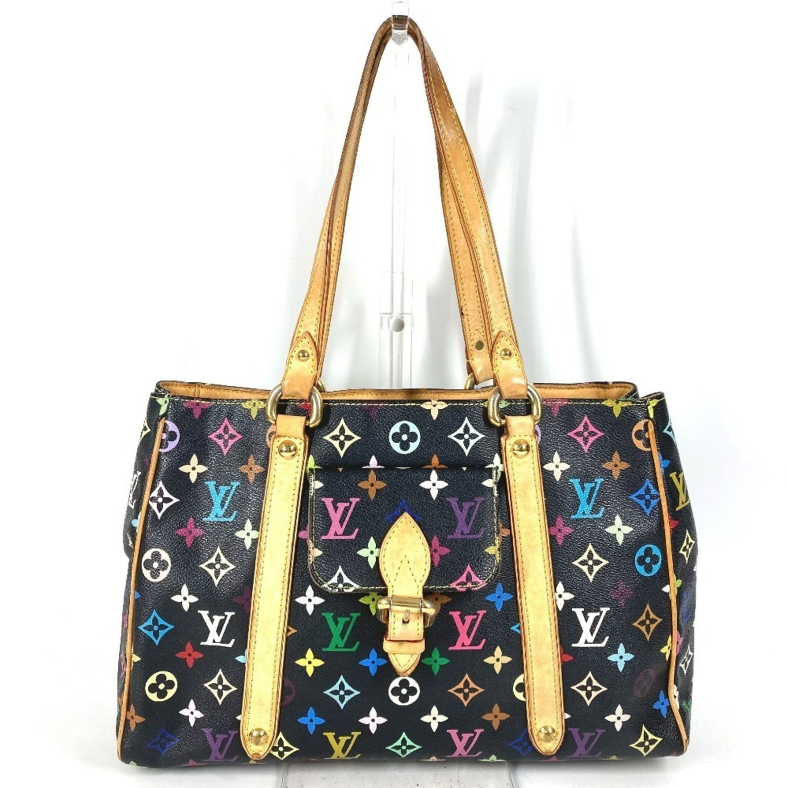 Shoulder bag tote canvas multicolore monogram Louis Vuitton: Shoulder bag tote canvas multicolore monogram Louis Vuitton Canvas multicolore monogram Louis Vuitton tote bag in black and multi-color, featuring the iconic M40095 style. Measuring 23.5cm x 36.5cm x 