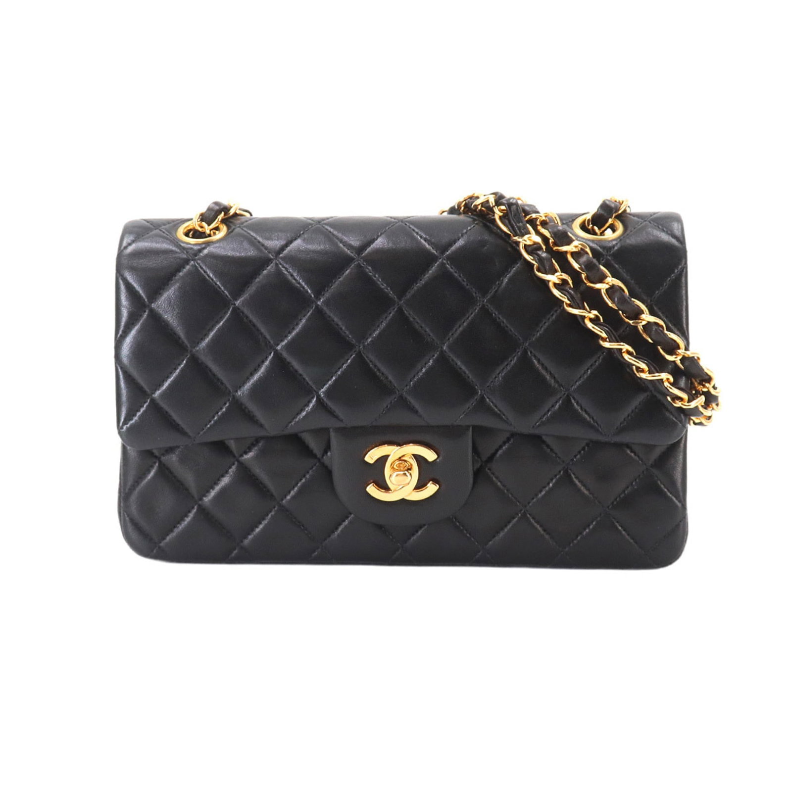 Chanel Handbag Shoulder Bag Leather: Chanel Handbag Shoulder Bag Leather Chanel's iconic Matelasse leather shoulder bag boasts sleek black lambskin and gold hardware, adding a touch of timeless sophistication to any outfit. With its spac