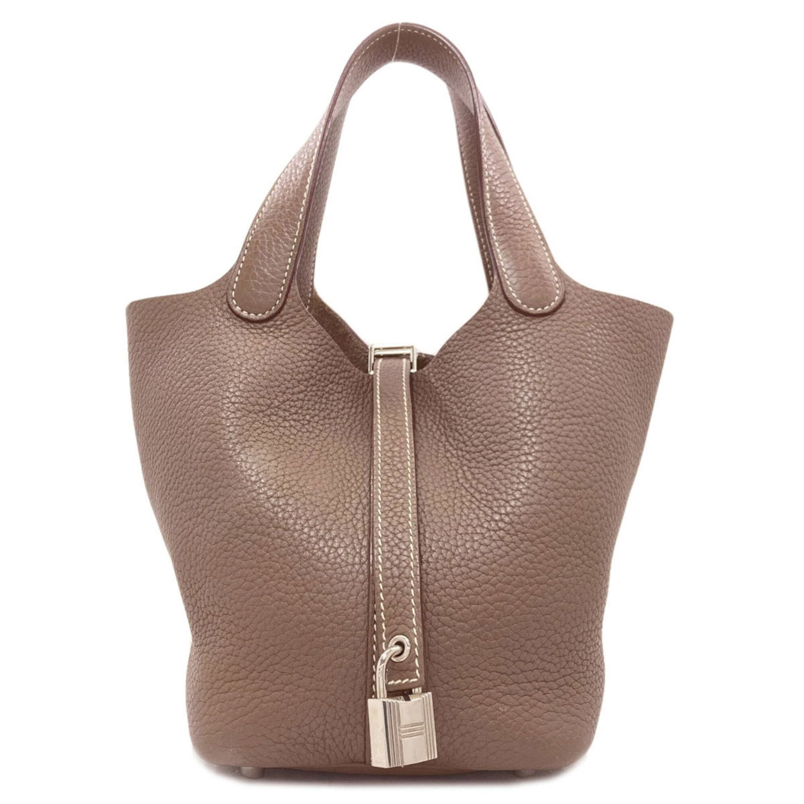 Hermes Handbag Taurillon Leather Clemence: Hermes Handbag Taurillon Leather Clemence Taurillon clemence leather gives the Hermes Picotin Clemence handbag its distinctive softness and suppleness. With a compact size of 18.5cm x 14cm x 19cm,