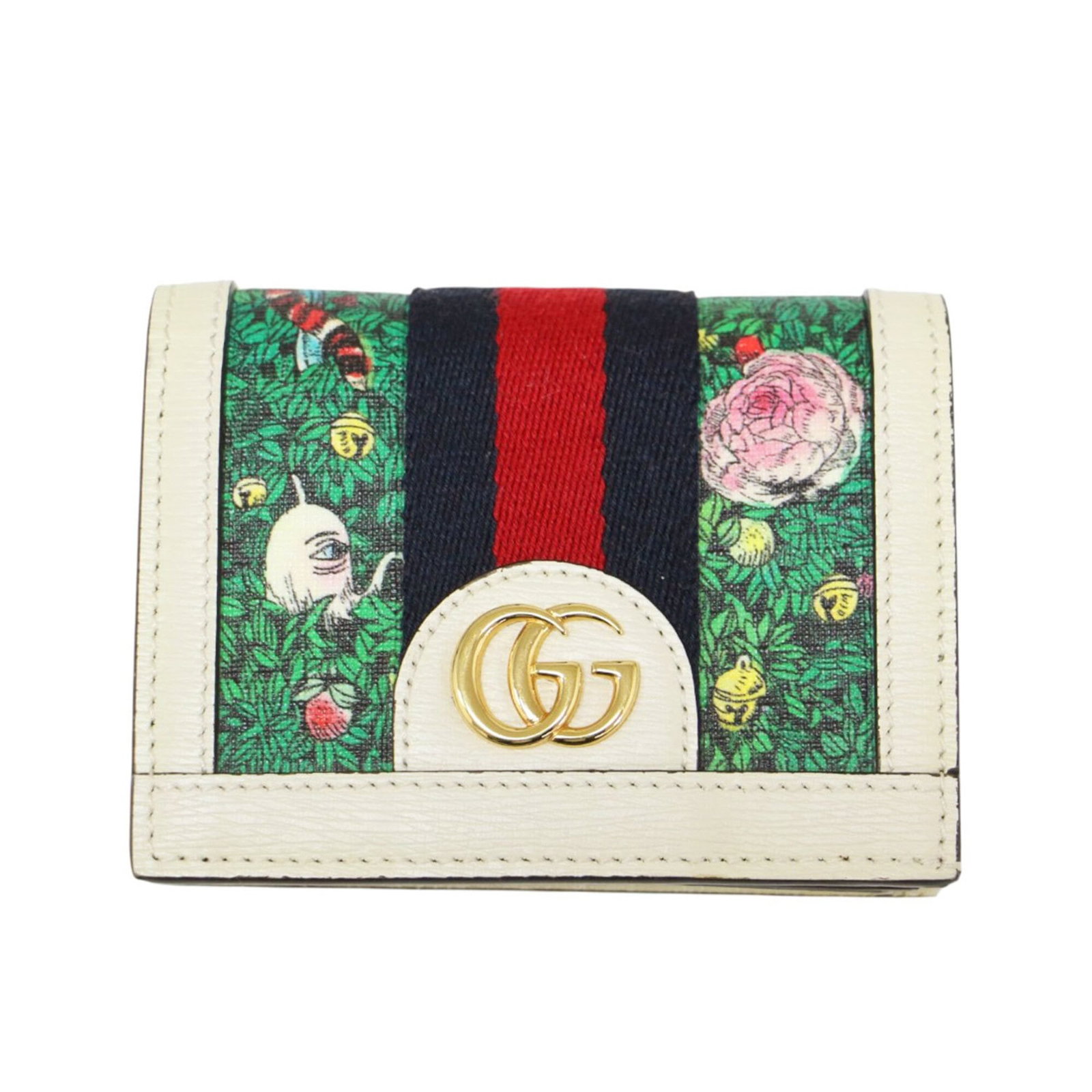 Gucci Wallet (Bi-Fold) Leather: Gucci Wallet (Bi-Fold) Leather This Gucci bi-fold leather wallet features the iconic Italian brand's signature style. Made from high-quality ivory-colored leather, it measures 8cm x 11cm x 2.5cm and