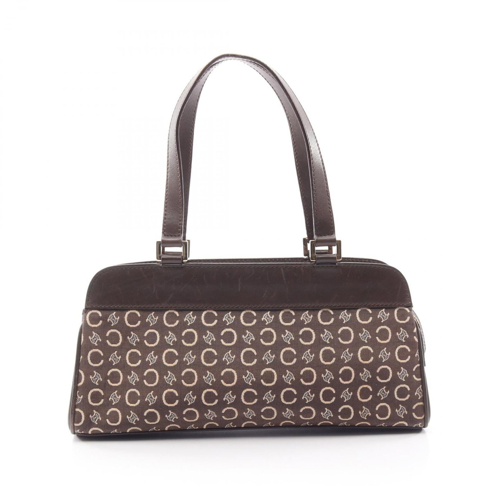 Canvas leather handbag Celine: Canvas leather handbag Celine Canvas and leather handbag from Celine, featuring a classic design with brown and ivory color options. This bag measures 13.5cm x 28cm x 5cm in size. The canvas and leath