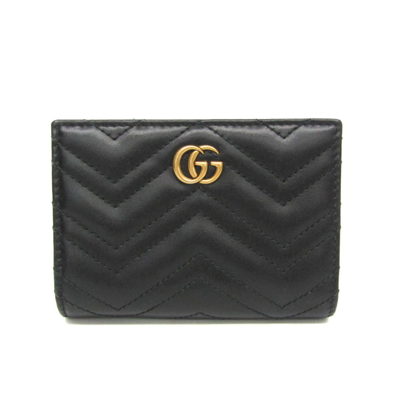 Gucci Wallet (Bi-Fold) Leather: Gucci Wallet (Bi-Fold) Leather Black bi-fold leather wallet from Gucci, featuring bill slots, card slots, and a coin purse for added convenience. The GG Marmont design adds a touch of elegance to this