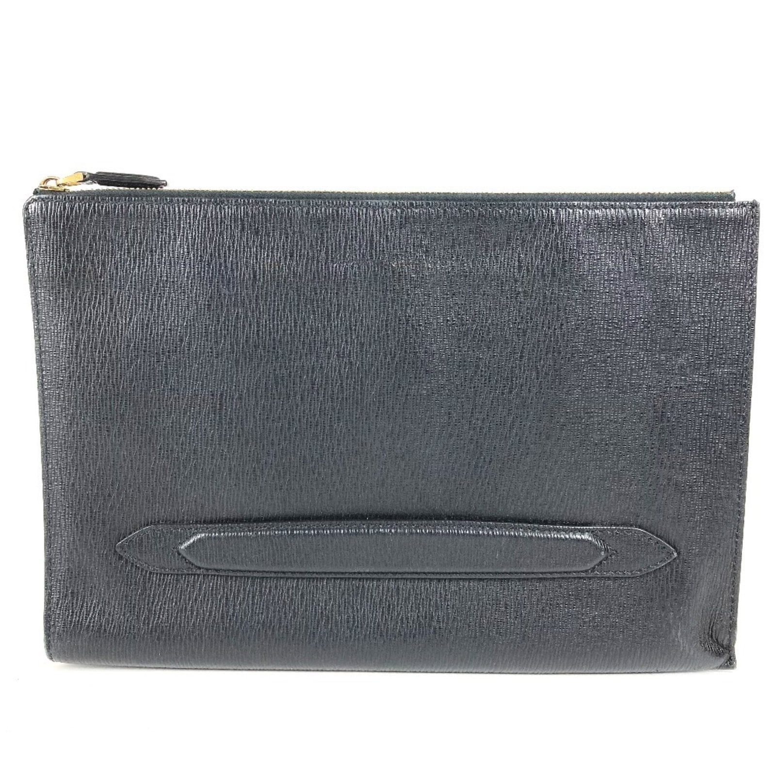 Salvatore Ferragamo Leather Clutch Handbag Pouch: Salvatore Ferragamo Leather Clutch Handbag Pouch Black leather clutch handbag pouch from Salvatore Ferragamo, Italy, measuring 23.5cm x 35.5cm. This sleek and sophisticated design features high-qualit
