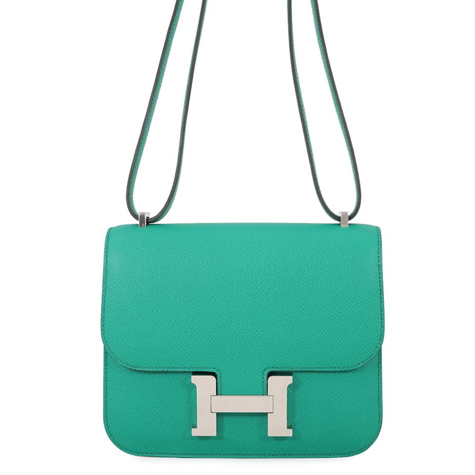 Hermes Shoulder Bag Epsom Leather: Hermes Shoulder Bag Epsom Leather Epsom leather craftsmanship meets timeless design in this exquisite Hermes shoulder bag. Made from high-quality Epsom leather, its silver hardware adds a touch of