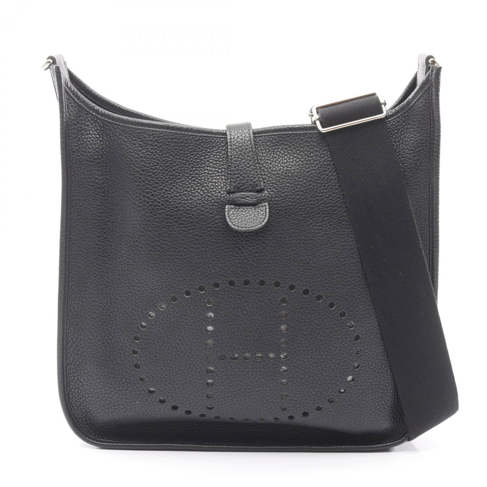 Clemence Handbag Leather Taurillon Shoulder Bag: Clemence Handbag Leather Taurillon Shoulder Bag Taurillon clemence leather provides a rich, luxurious feel to this black shoulder bag. The silver hardware adds a touch of sophistication, while the