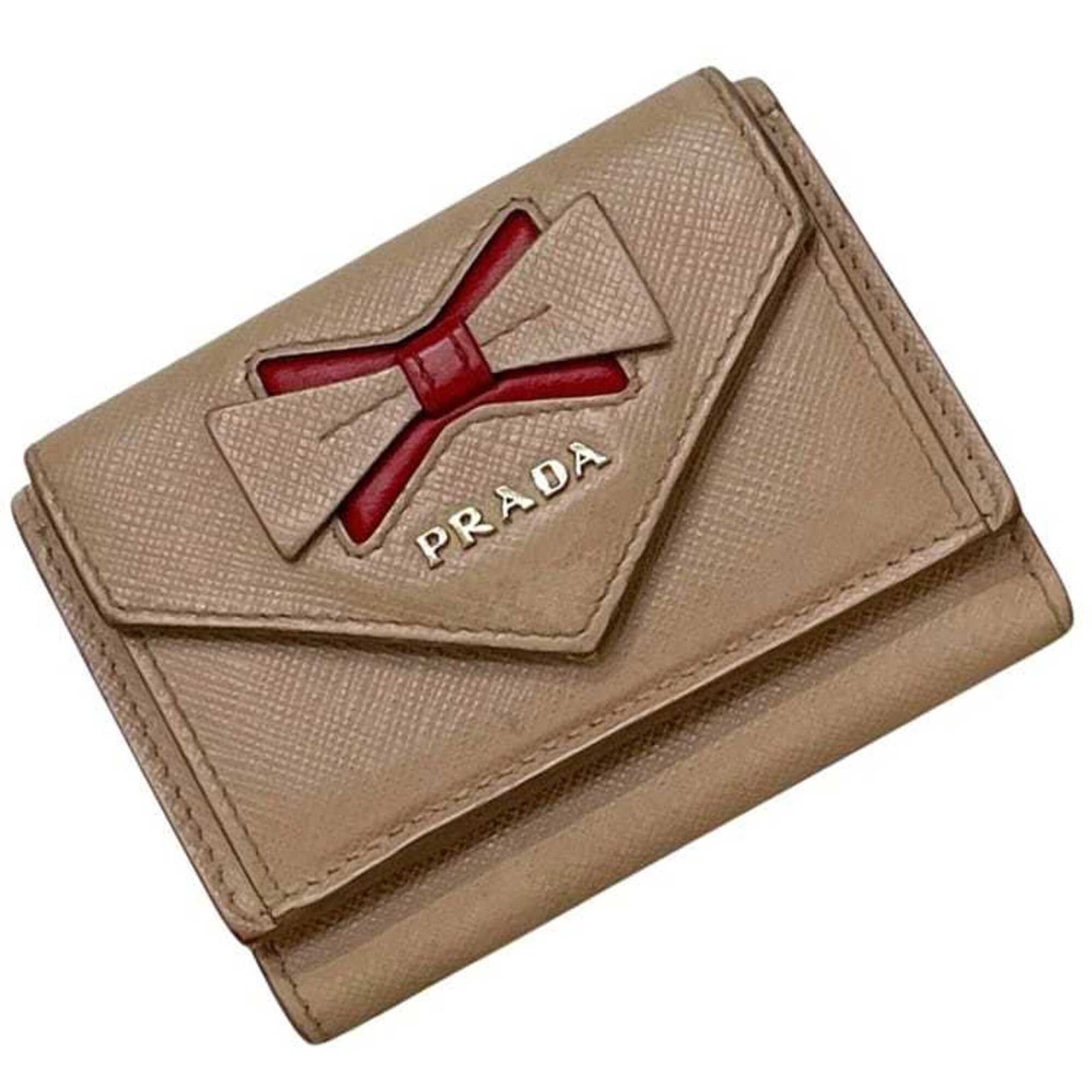 Prada Wallet (Tri-Fold) Leather: Prada Wallet (Tri-Fold) Leather Saffiano leather wallet with tri-fold design, offering a classic and functional storage solution. Made from high-quality Prada materials, this wallet features a