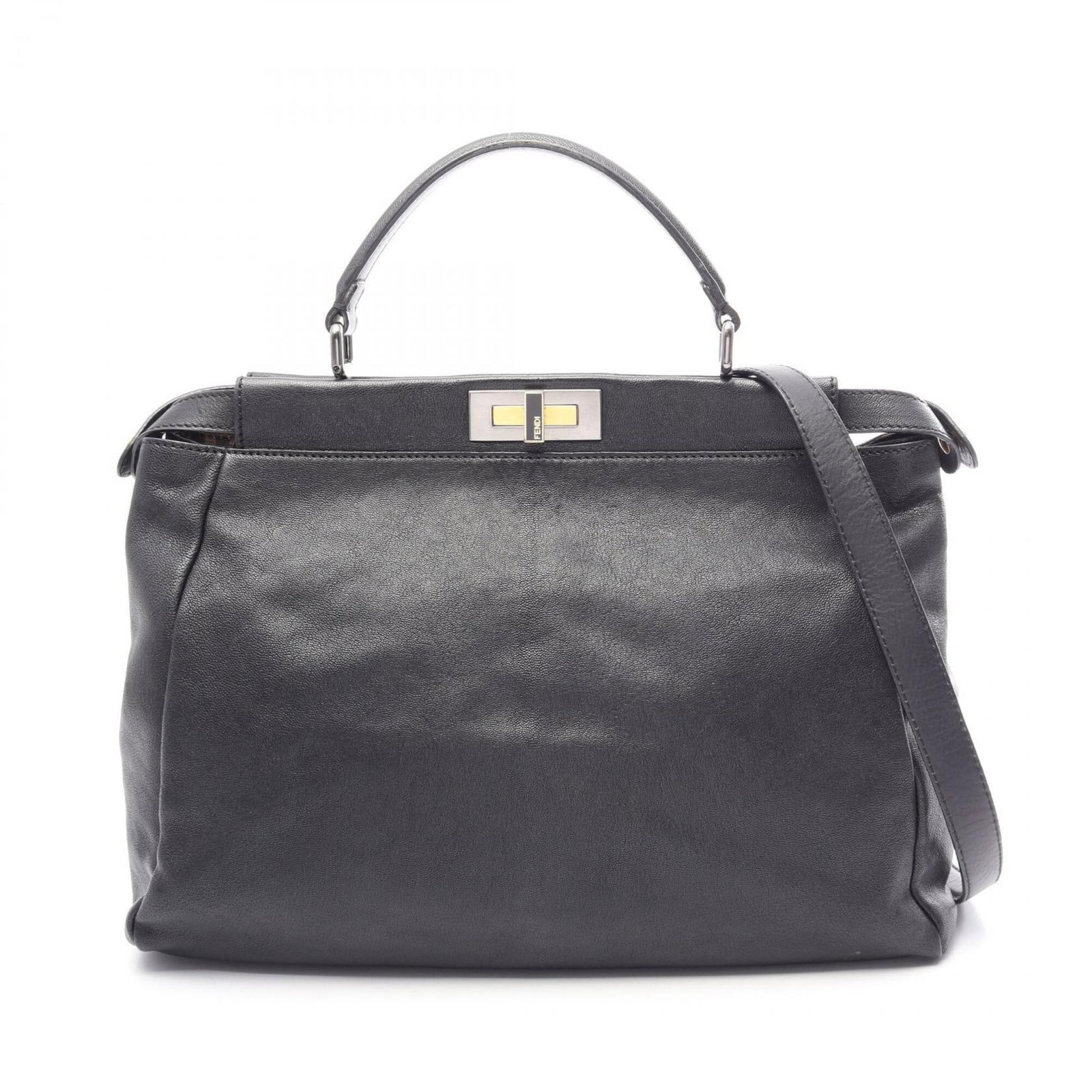Fendi Handbag Leather: Fendi Handbag Leather Black Fendi handbag made from high-quality leather, featuring a sleek design with dimensions of 29cm x 40cm x 16cm. The bag's classic style and luxurious material make it a