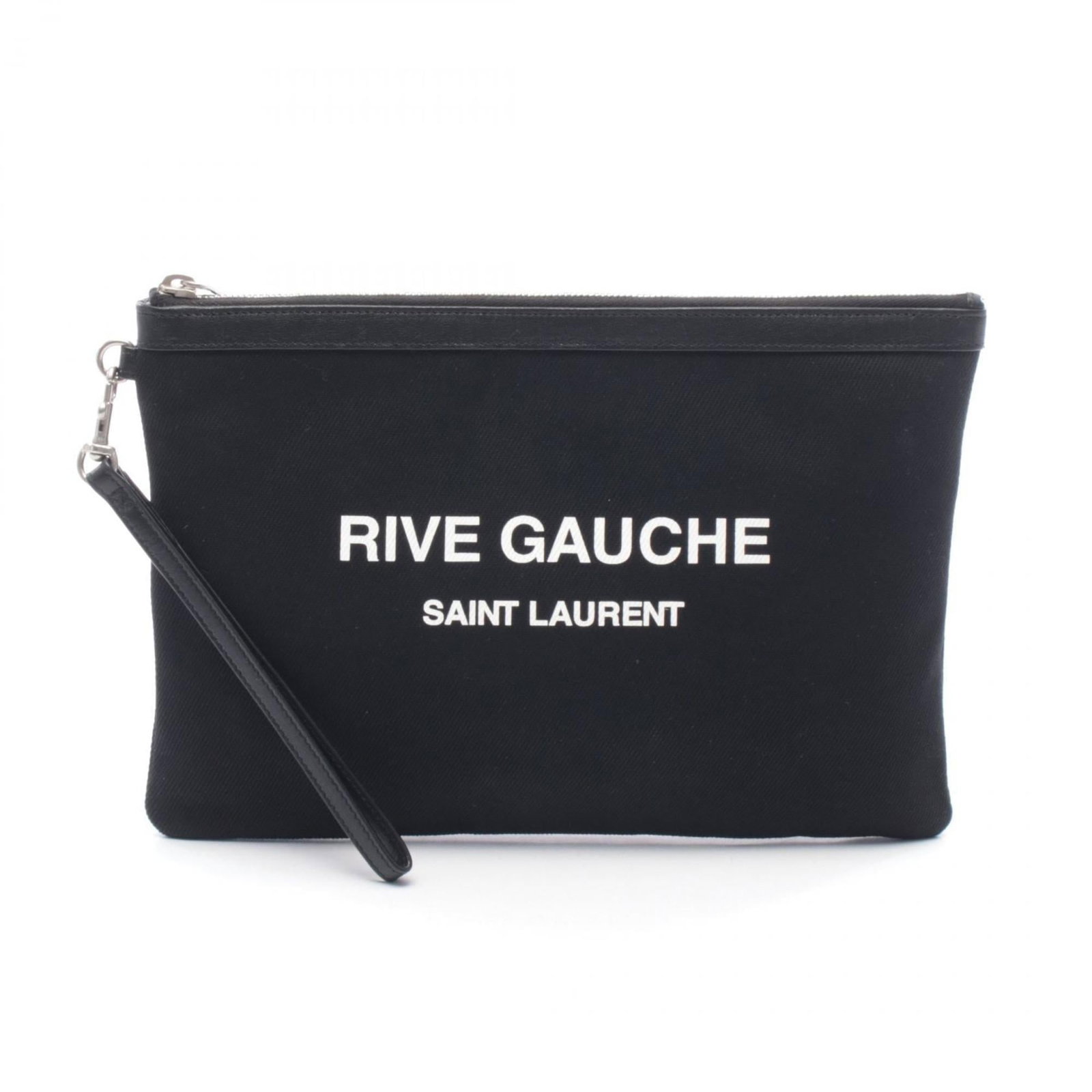 Canvas leather clutch bag handbag by Yves Saint Laurent: Canvas leather clutch bag handbag by Yves Saint Laurent Canvas leather clutch bag by Yves Saint Laurent, featuring a sleek black design with high-quality canvas and leather materials. This stylish han