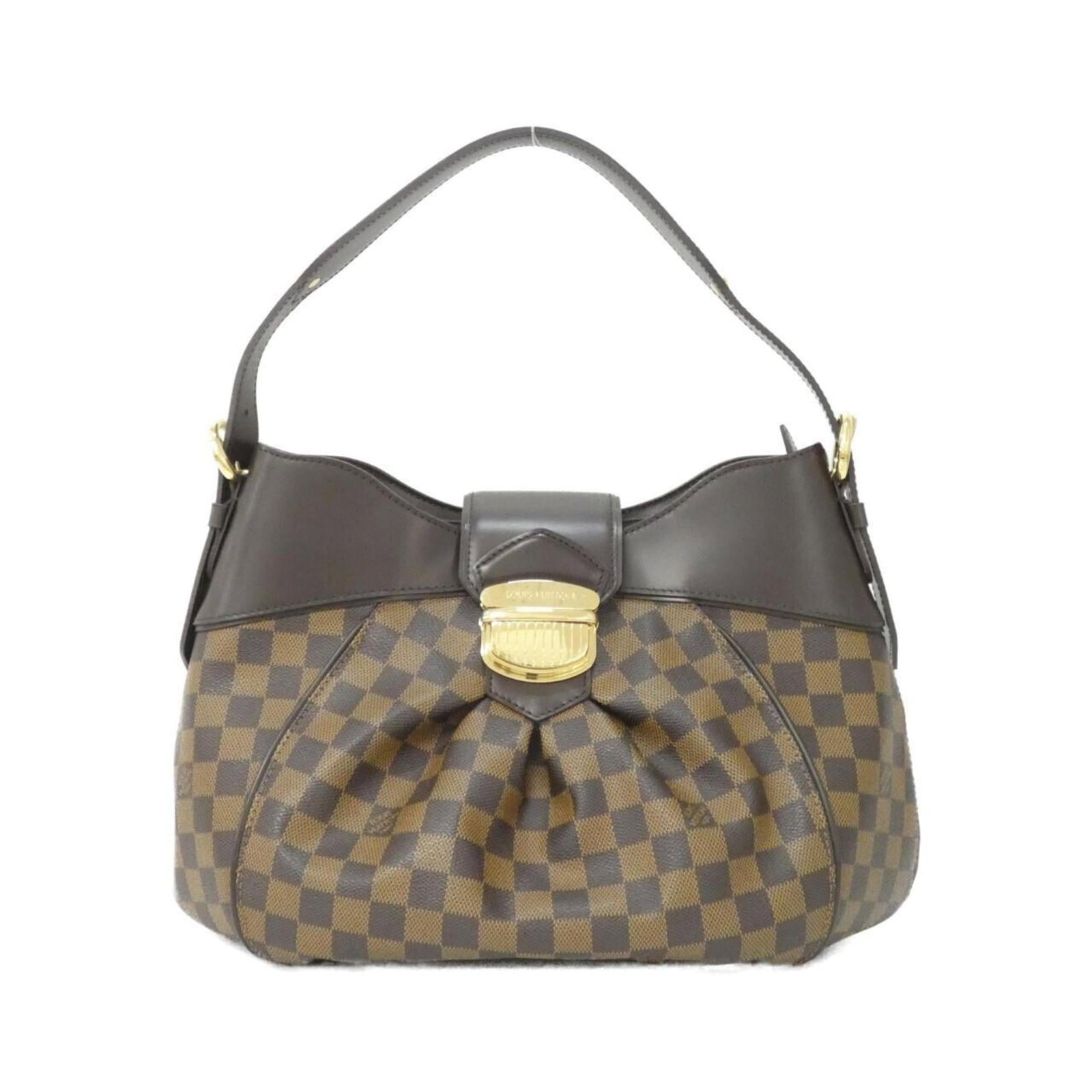 Shoulder bag coated canvas by Louis Vuitton: Shoulder bag coated canvas by Louis Vuitton Coated canvas by Louis Vuitton, featuring Damier pattern and gold hardware. This shoulder bag boasts a sturdy design with a coated canvas material, adjustab