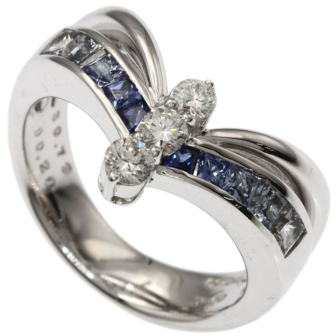 Jeunet Diamond Sapphire Ring K18 White Gold: Jeunet Diamond Sapphire Ring K18 White Gold K18 White Gold ring features a stunning sapphire, with total carat weight of S 0.73ct and D 0.26ct. The ring boasts a sleek design in silver metal, crafted
