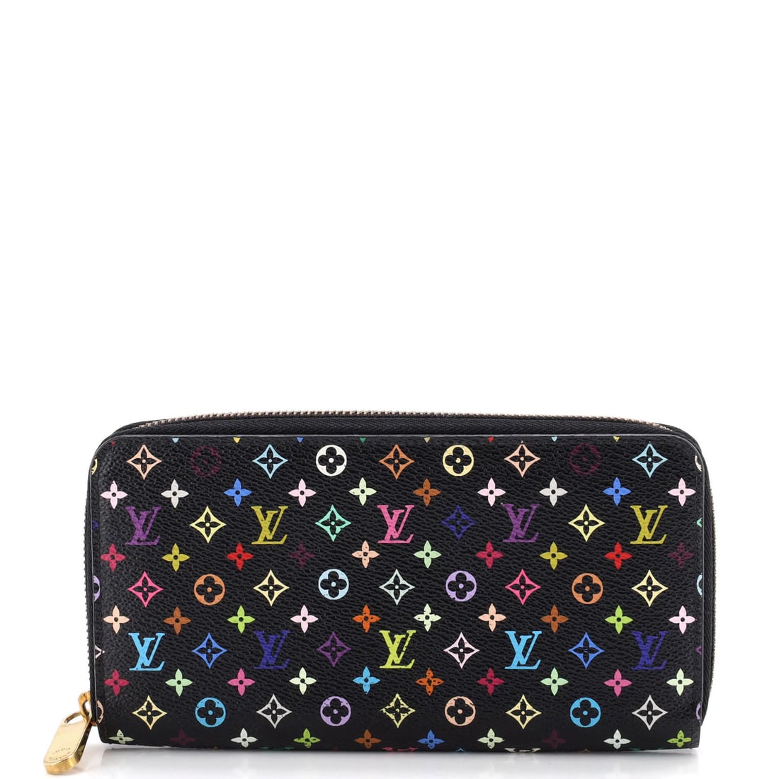 Louis Vuitton Multicolor Zippy Wallet: Louis Vuitton Multicolor Zippy Wallet This Louis Vuitton Multicolor Zippy Wallet boasts a striking black canvas exterior adorned with the iconic monogram pattern, adding a pop of color to your daily