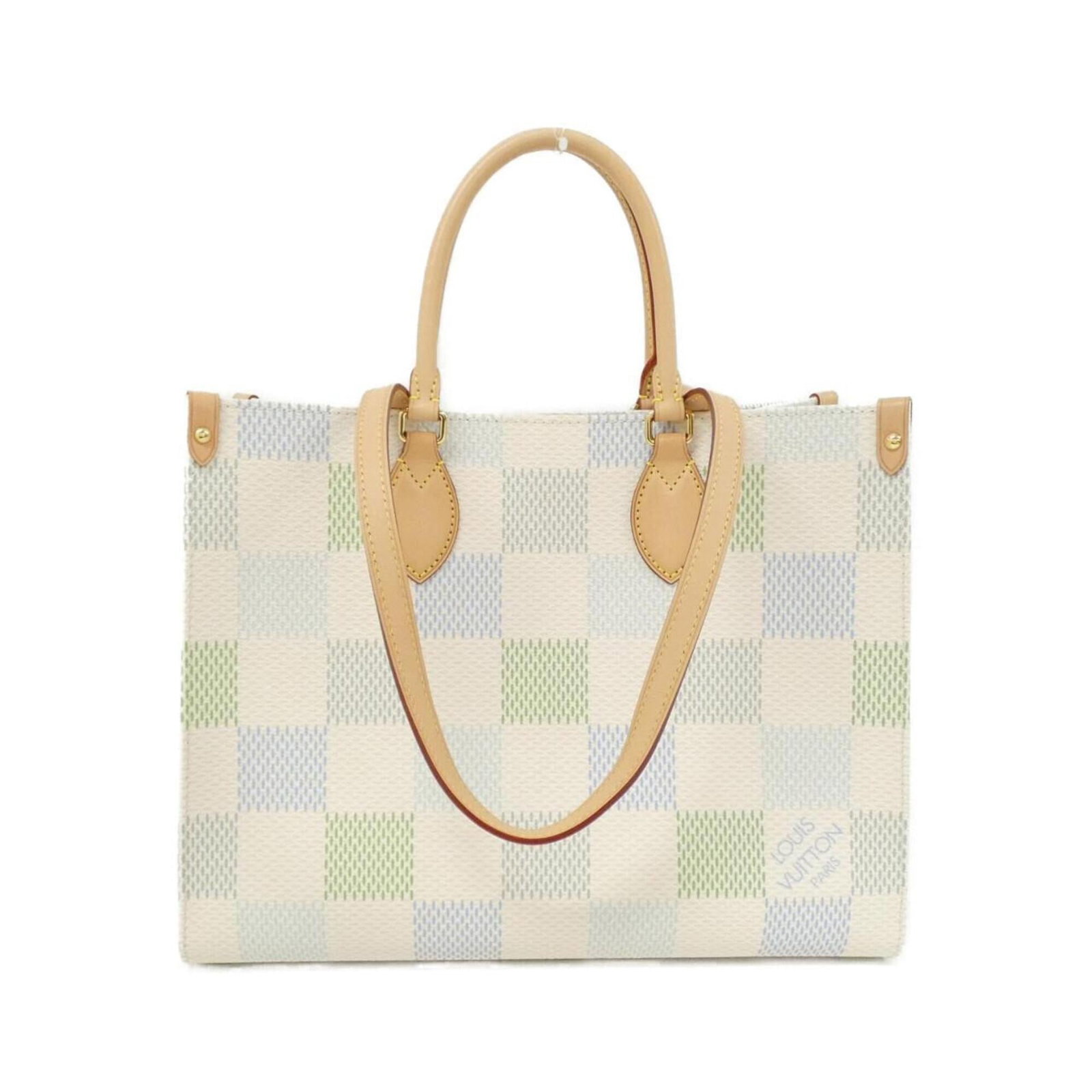Canvas Coated Louis Vuitton Handbag: Canvas Coated Louis Vuitton Handbag Coated canvas construction gives this Louis Vuitton handbag its distinctive look. Measuring 27cm x 35cm x 14cm, it's a compact and stylish option for everyday use. 