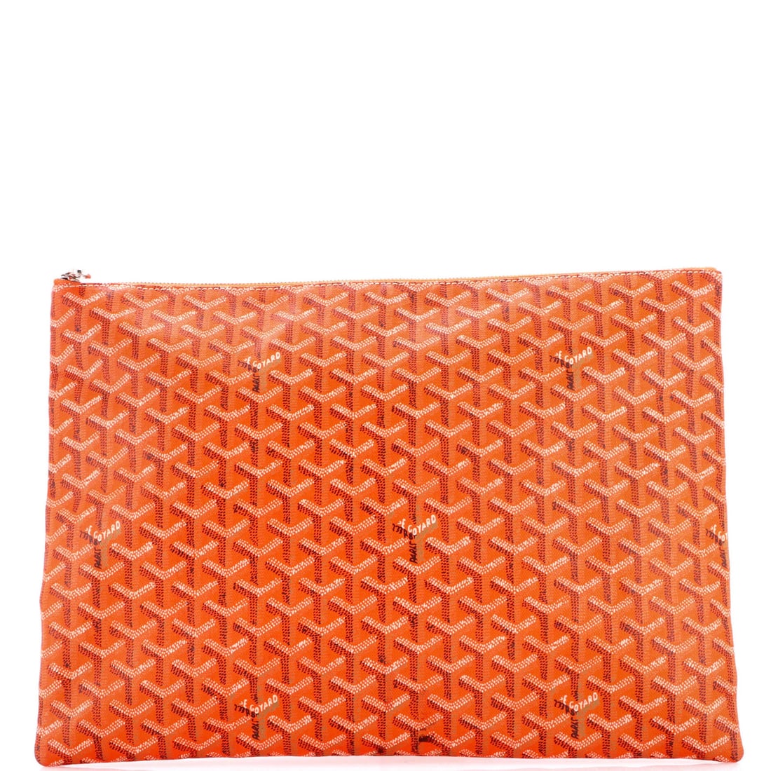 Senat Zip Pouch GM Coated Canvas: Senat Zip Pouch GM Coated Canvas Orange Senat Zip Pouch GM Coated Canvas features a vibrant exterior and contrasting yellow interior, while the silver hardware adds a touch of sophistication. With