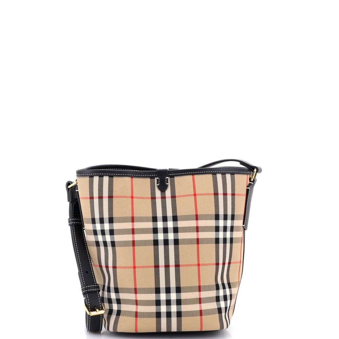 Burberry Ashby Bucket Bag Vintage Check Canvas with Leather Mini: Burberry Ashby Bucket Bag Vintage Check Canvas with Leather Mini The Burberry Ashby Bucket Bag Vintage Check Canvas with Leather Mini boasts a timeless design, featuring a classic brown canvas