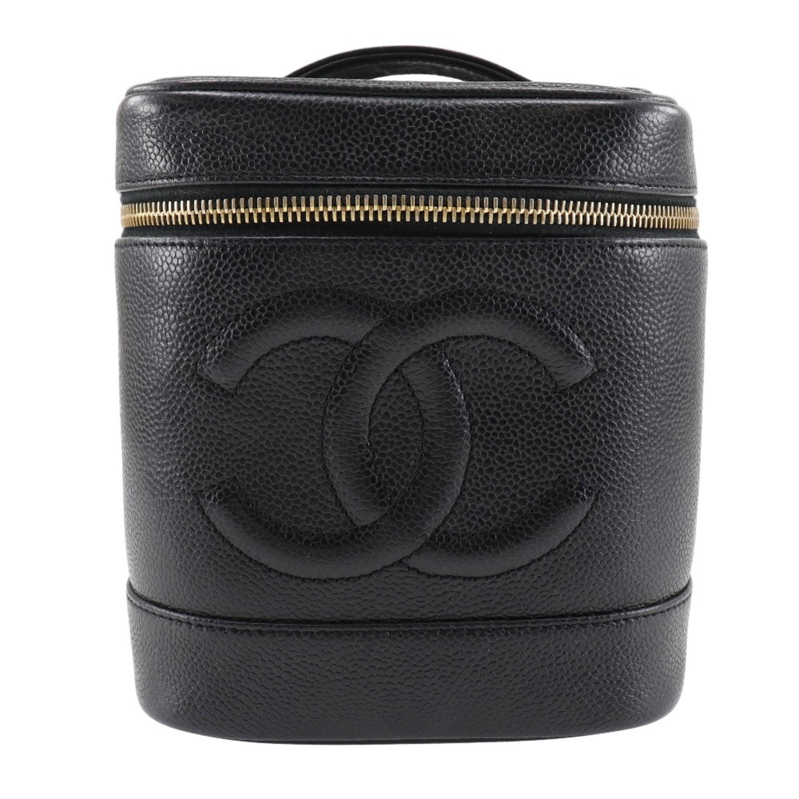 Handbag of Caviar Leather by Chanel: Handbag of Caviar Leather by Chanel Caviar leather handbag from Chanel, crafted with attention to detail and featuring black caviar skin. This stylish accessory measures 17cm x 15cm and weighs 310g,