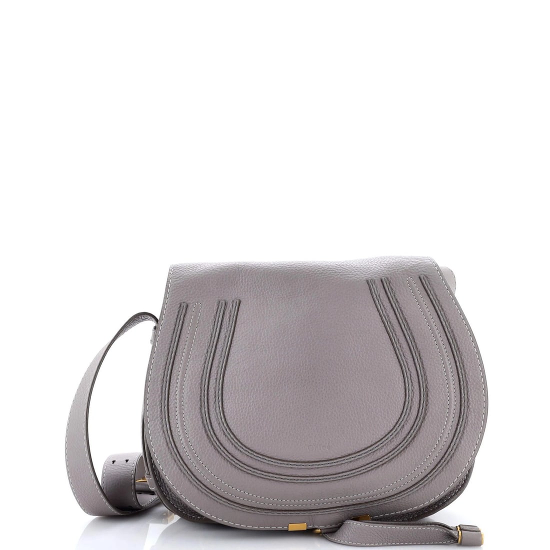 Chloe Marcie Crossbody Bag Leather Medium: Chloe Marcie Crossbody Bag Leather Medium Chloe Marcie Crossbody Bag Leather Medium for sale. This medium-sized cross body bag features a gray leather exterior with green fabric interior and aged gold
