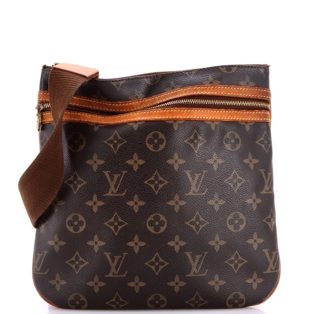 Louis Vuitton Canvas Monogram Pochette Bosphore: Louis Vuitton Canvas Monogram Pochette Bosphore Brown Louis Vuitton Canvas Monogram Pochette Bosphore Cross Body Bag with Gold Hardware, featuring the iconic monogram canvas exterior and a classic cro
