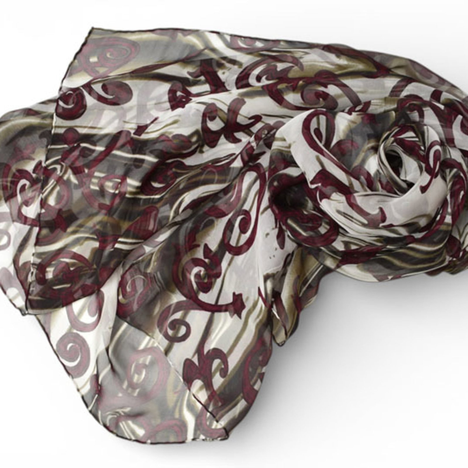 Silk scarf by Salvatore Ferragamo: Silk scarf by Salvatore Ferragamo Silk scarf by Salvatore Ferragamo, featuring elegant gray and purple hues in a luxurious silk fabric. Measuring 1.32m x 1.32m, this stylish accessory adds a touch of