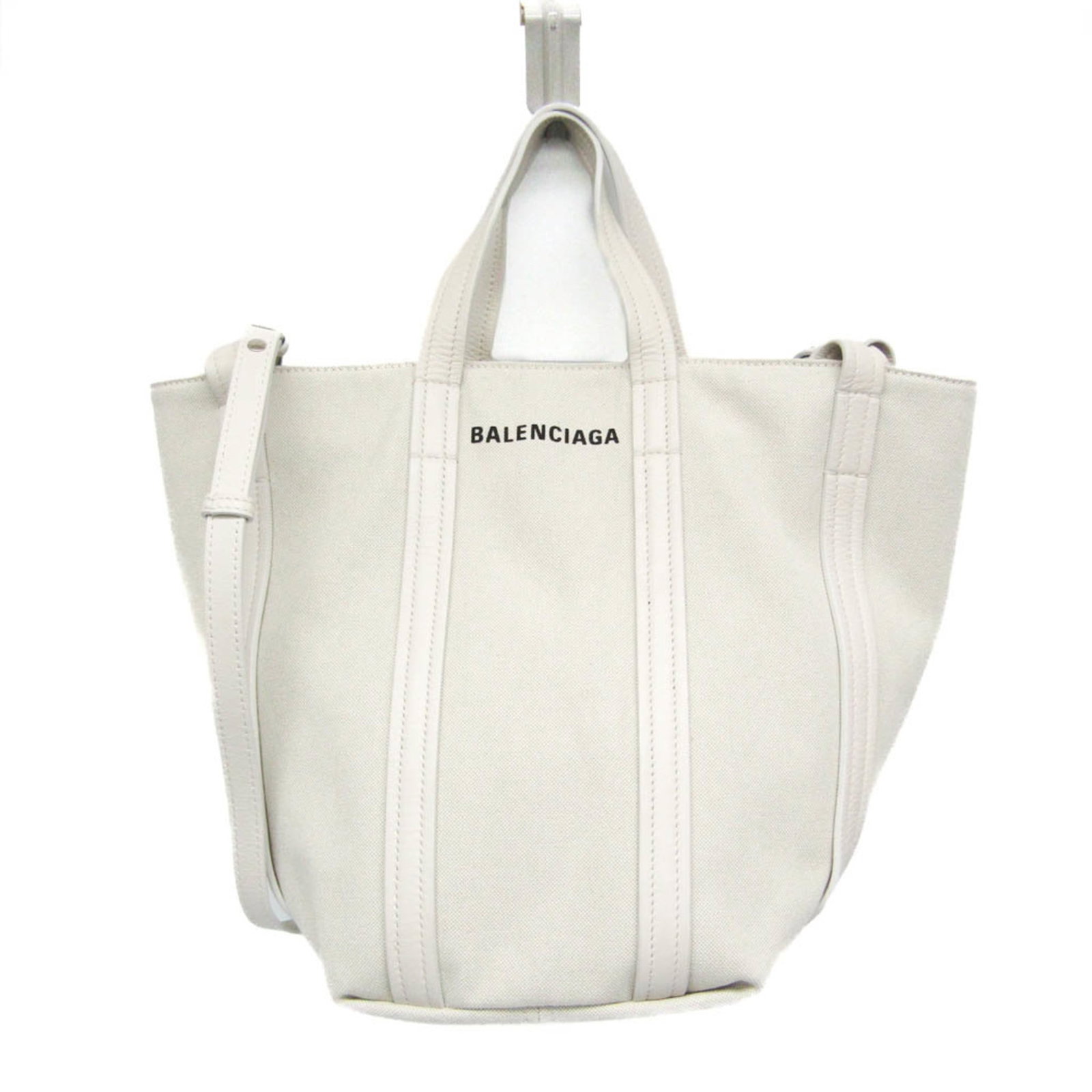 Canvas Leather Bag Shoulder Handbag: Canvas Leather Bag Shoulder Handbag Canvas Leather Bag Shoulder Handbag by Balenciaga - A stylish and functional everyday bag, featuring a canvas and leather combination in white. Measuring 27cm x