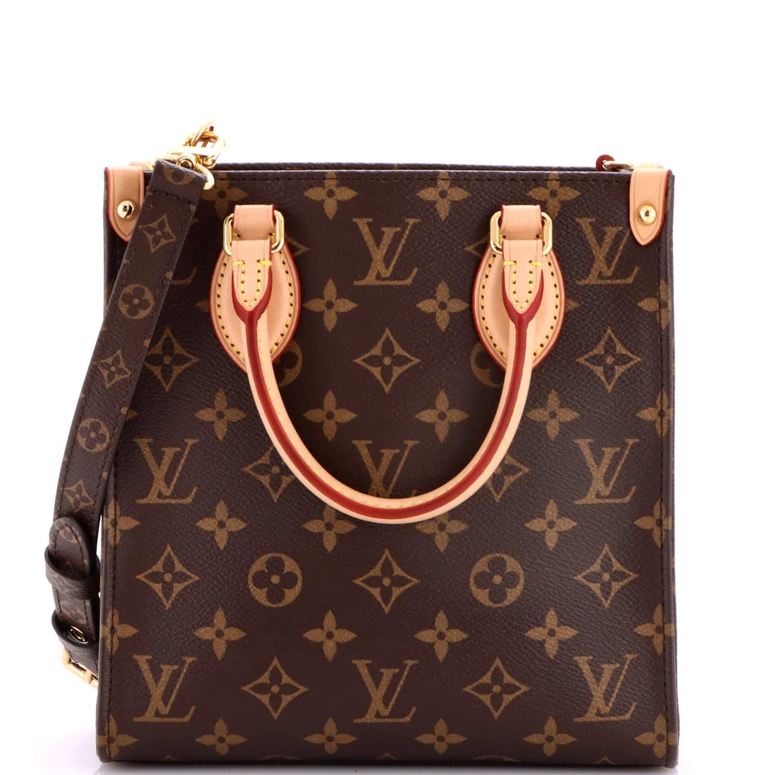 Louis Vuitton Sac Plat NM Bag Monogram Canvas BB: Louis Vuitton Sac Plat NM Bag Monogram Canvas BB This Louis Vuitton Sac Plat NM Bag Monogram Canvas BB features a classic brown canvas exterior with subtle scuffs and edge wear, giving it a