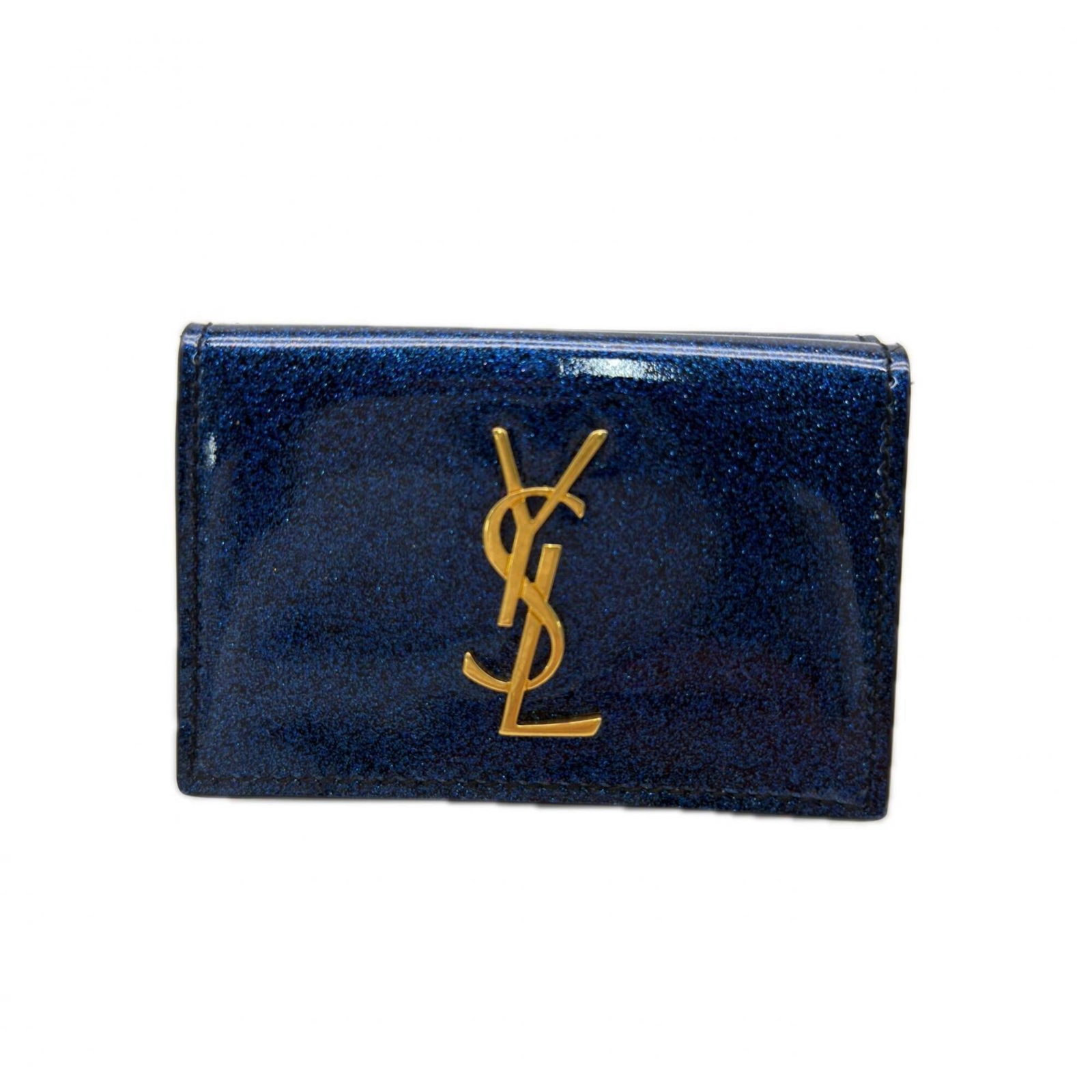 Yves Saint Laurent Wallet (Tri-Fold) Patent Leather: Yves Saint Laurent Wallet (Tri-Fold) Patent Leather Tri-fold patent leather wallet from Yves Saint Laurent, boasting sleek design and durable construction. The compact size makes it easy to carry, whi