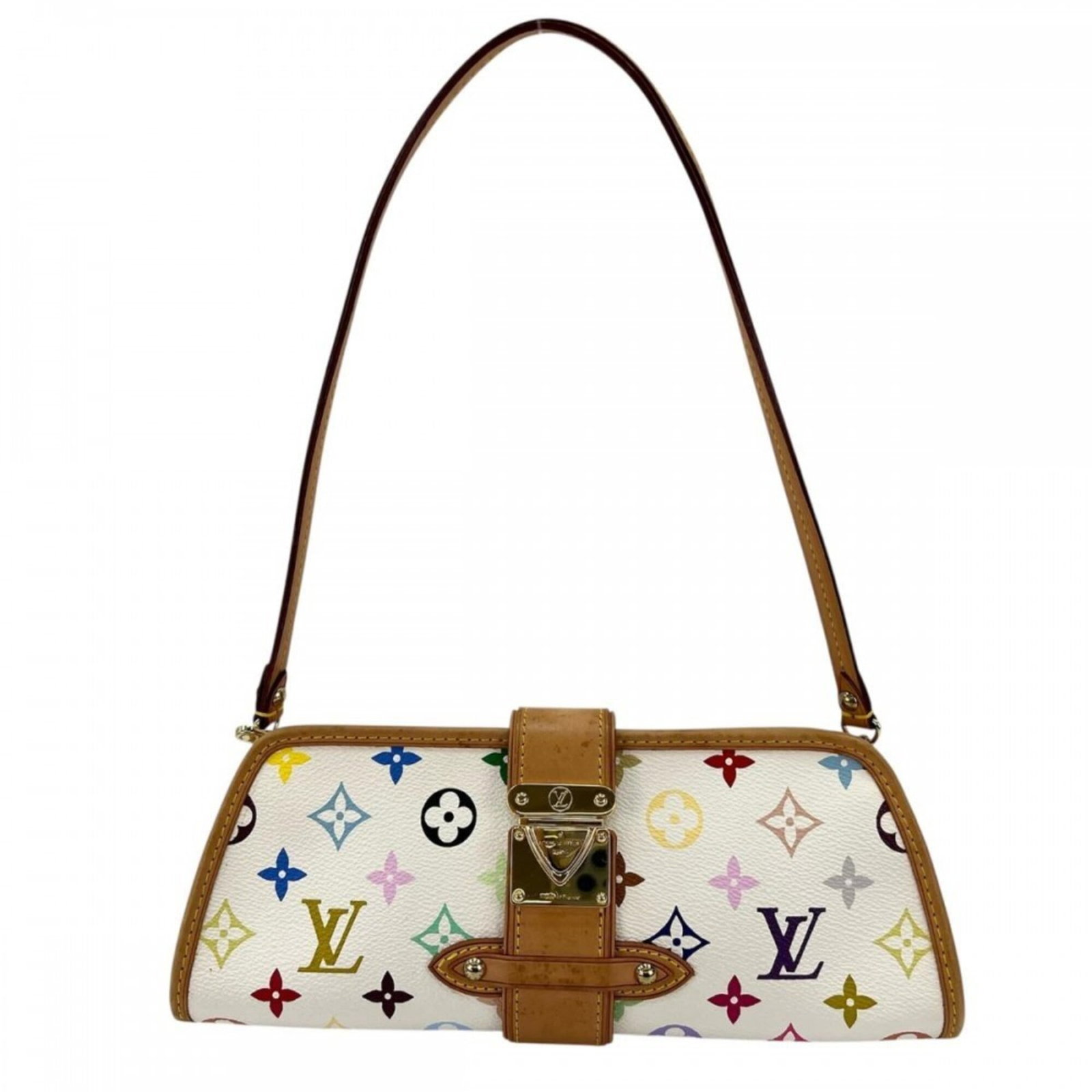 Vuitton Louis Monogram Multicolore Clutch Bag Shoulder Bag: Vuitton Louis Monogram Multicolore Clutch Bag Shoulder Bag The Louis Vuitton Multicolore Clutch Bag features the iconic monogram pattern in white, adding a touch of elegance to any outfit. With its co