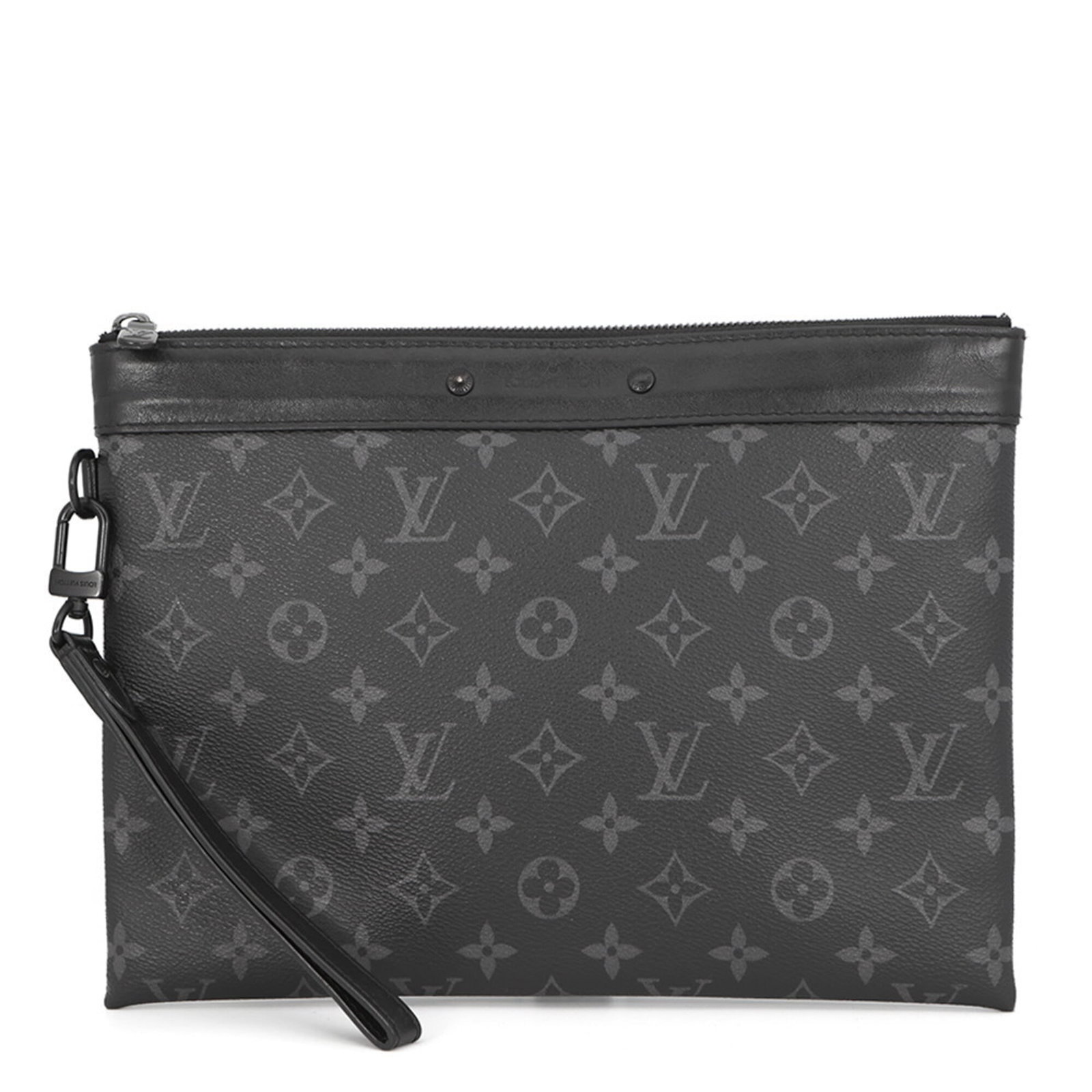 Handbag Clutch Pochette Bag Louis Vuitton Monogram Eclipse: Handbag Clutch Pochette Bag Louis Vuitton Monogram Eclipse Monogram Eclipse details add an edgy touch to the classic Louis Vuitton design, making this black Monogram Eclipse pochette a striking