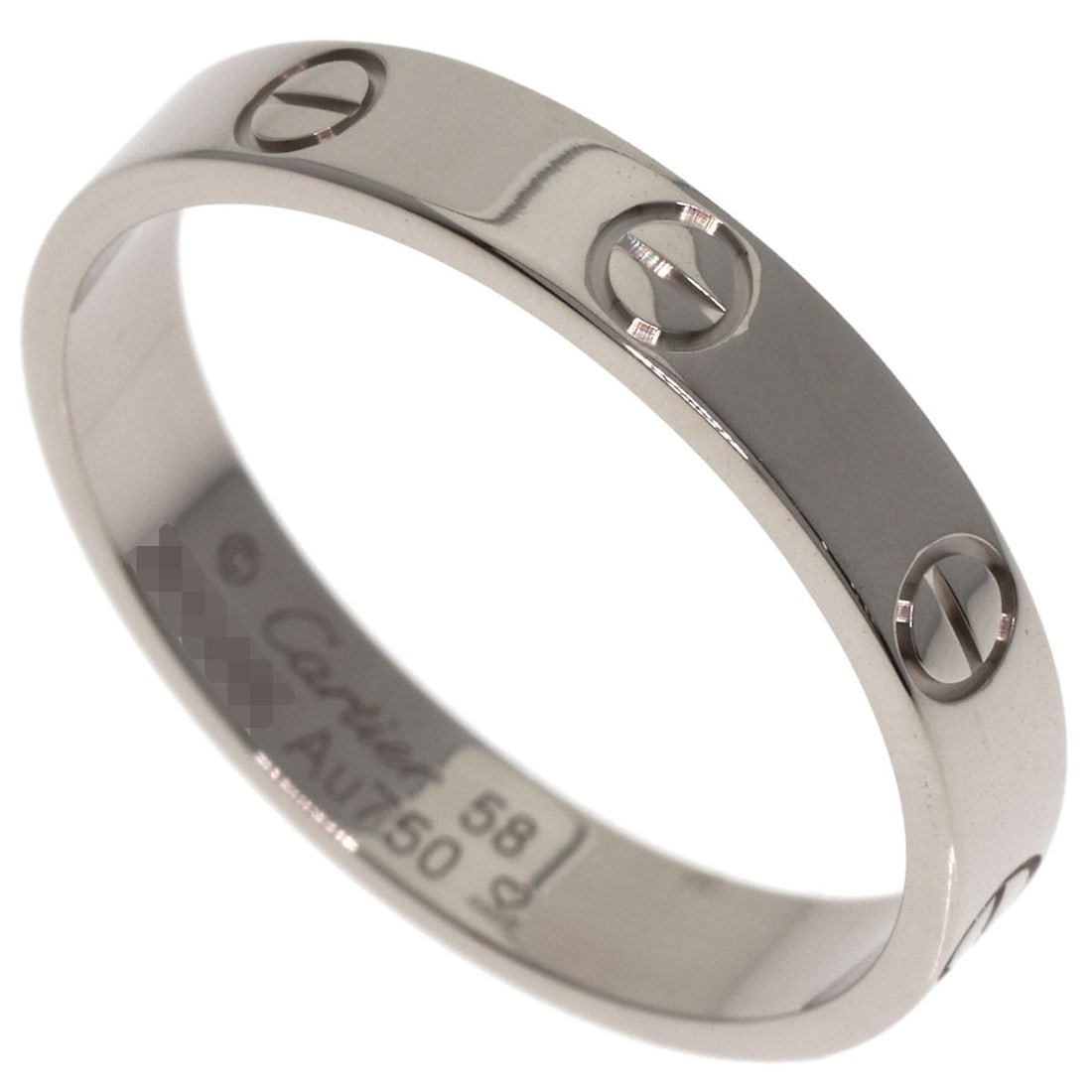 Love ring #58 gold white k18 cartier mini: Love ring #58 gold white k18 cartier mini K18 White Gold Cartier Mini Love Ring #58 - A sleek and sophisticated miniature ring featuring the iconic Cartier style, crafted from high-purity K18 white