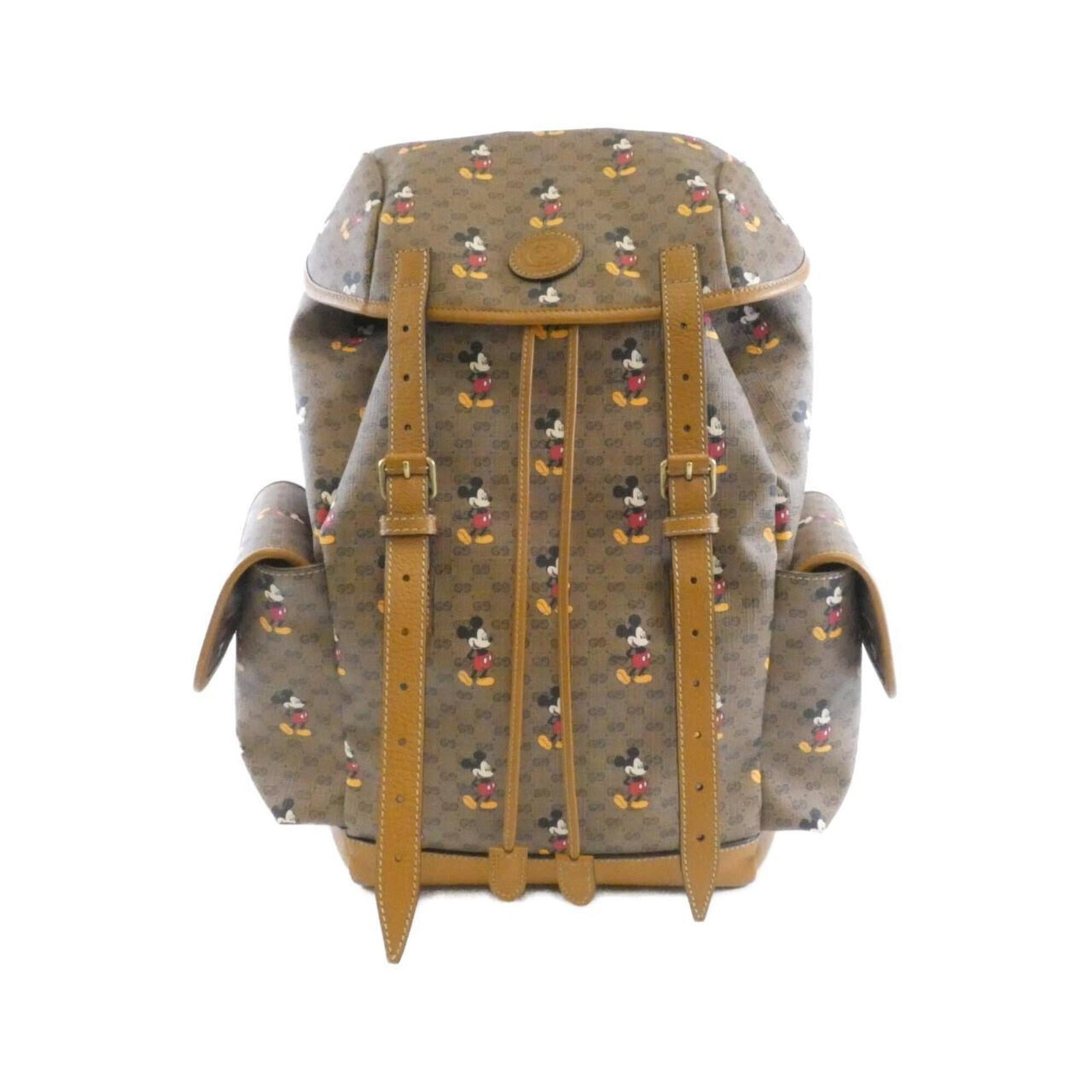 Gucci Leather Backpack Supreme: Gucci Leather Backpack Supreme GG Supreme leather backpack with classic beige and light brown hues, gold hardware accents, and adjustable strap length for a comfortable fit. Measuring 50cm x 33cm x 17