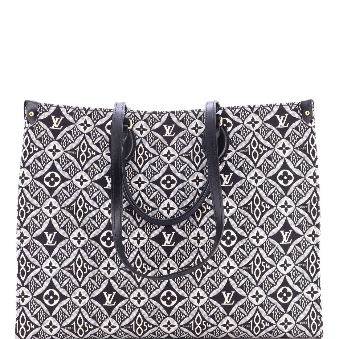 Limited Edition Tote Monogram Since 1854 GM Louis Vuitton OnTheGo: Limited Edition Tote Monogram Since 1854 GM Louis Vuitton OnTheGo Black OnTheGo Tote with Limited Edition Since 1854 Monogram Jacquard GM exterior, featuring scuffs and minor corner wear. This stylish