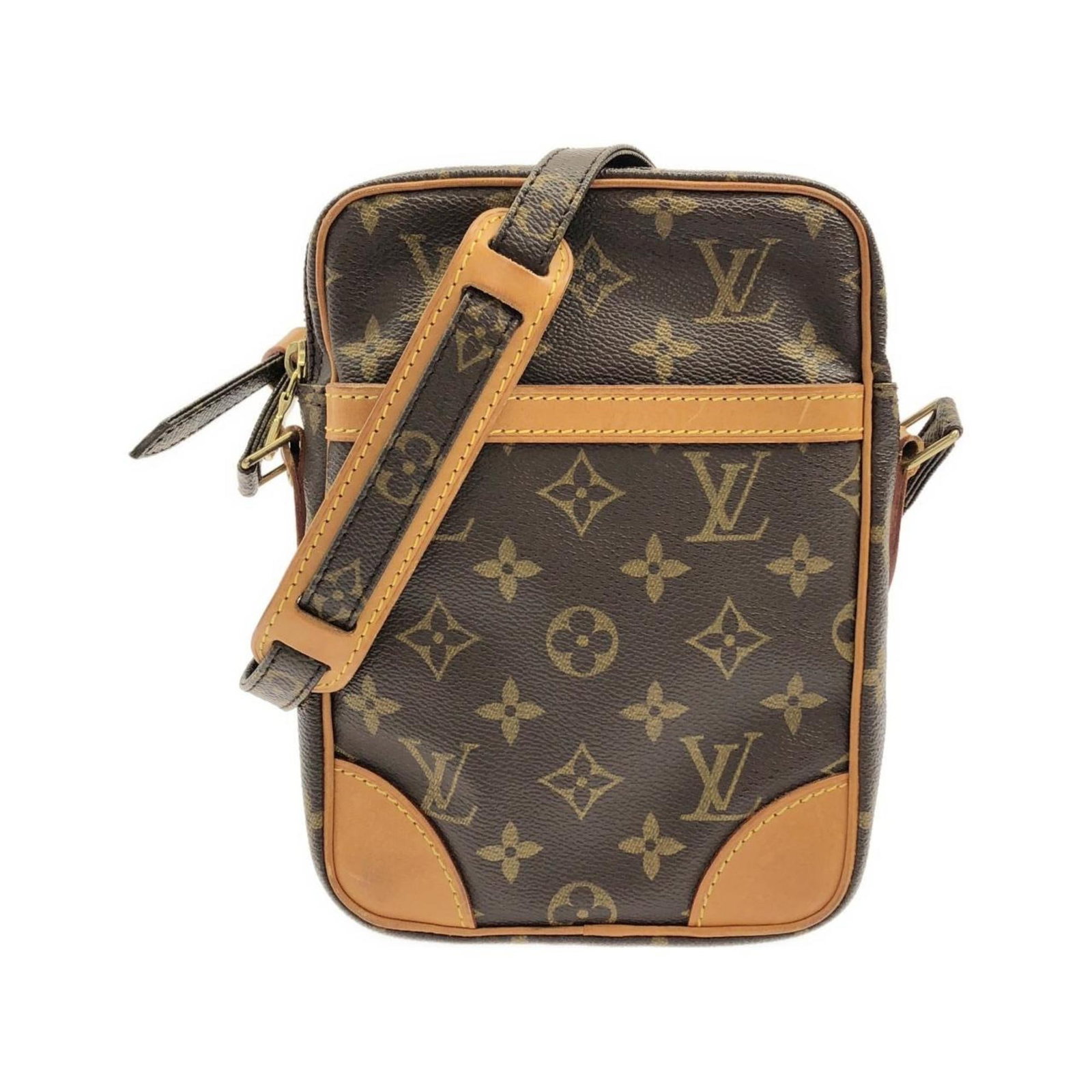 Shoulder bag coated canvas by Louis Vuitton: Shoulder bag coated canvas by Louis Vuitton Coated canvas by Louis Vuitton, the iconic brand's signature style comes alive in this shoulder bag. With its gold hardware and marron color, this classic d