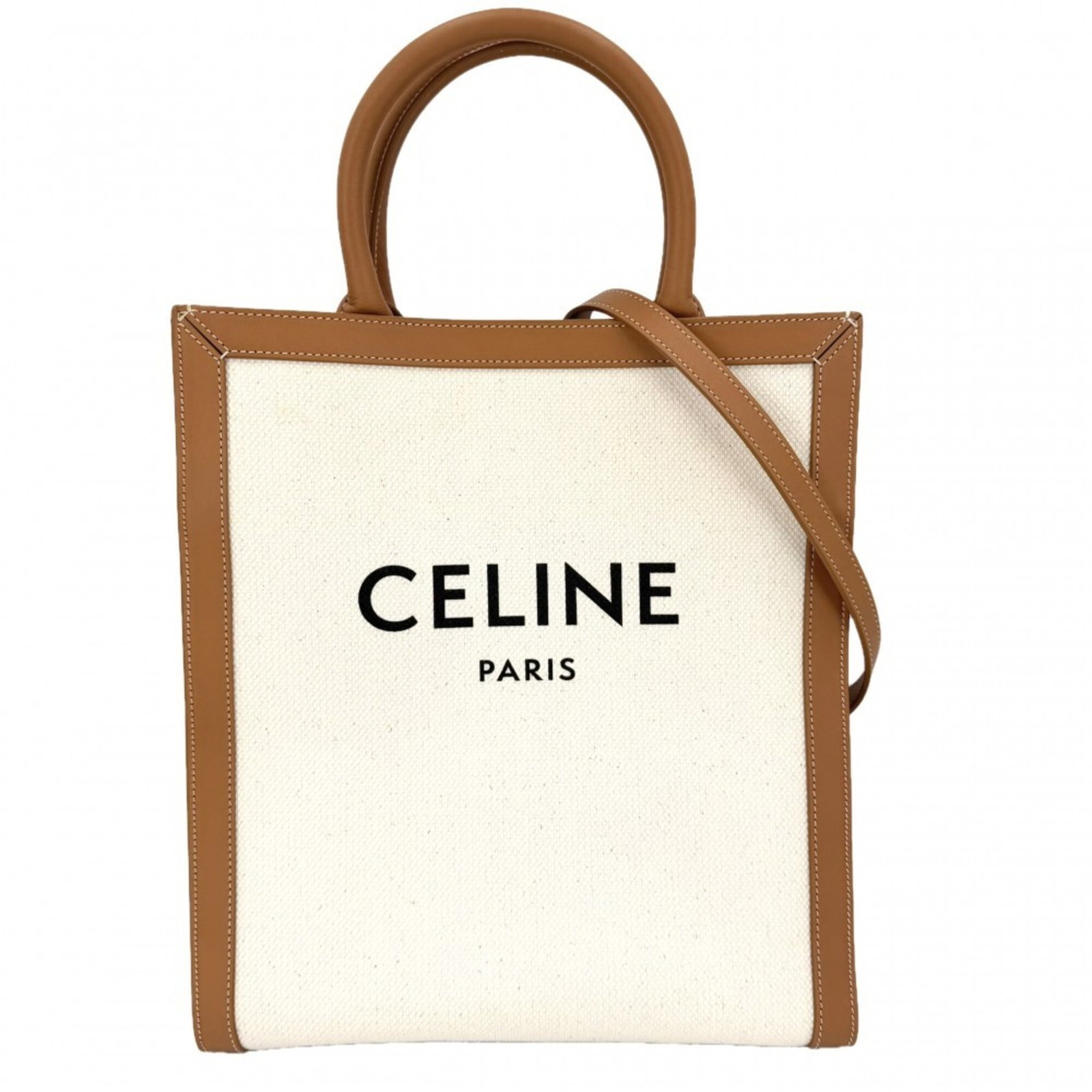 Canvas leather tote bag shoulder handbag: Canvas leather tote bag shoulder handbag Canvas leather tote bag with classic design, featuring brown and ivory color combination. Made from high-quality canvas and leather materials, this shoulder ha