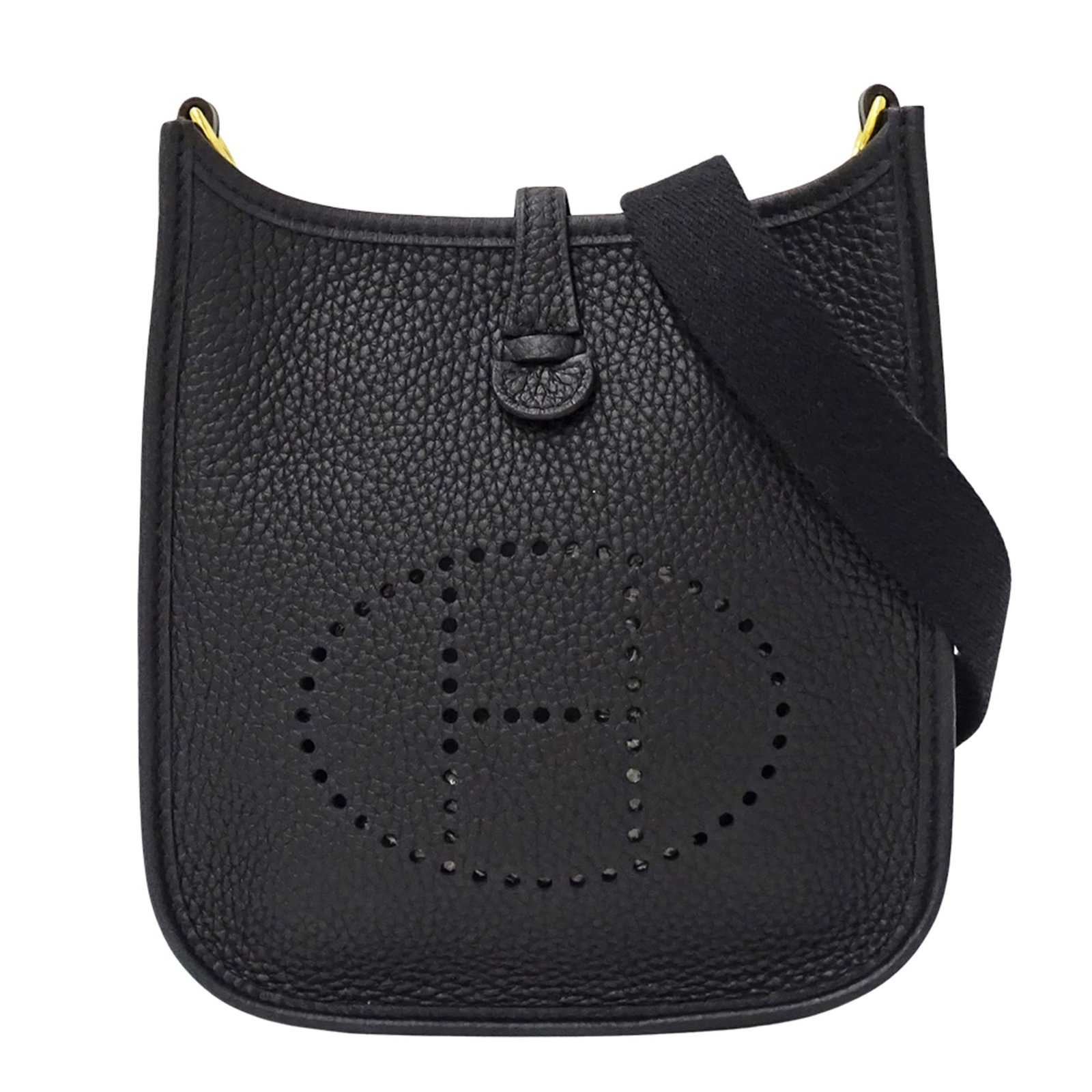 Clemence Handbag Leather Taurillon Shoulder Bag: Clemence Handbag Leather Taurillon Shoulder Bag Taurillon Clemence leather handbag with sleek black finish, crafted from high-quality materials for a timeless look. This shoulder bag measures 17.5cm x