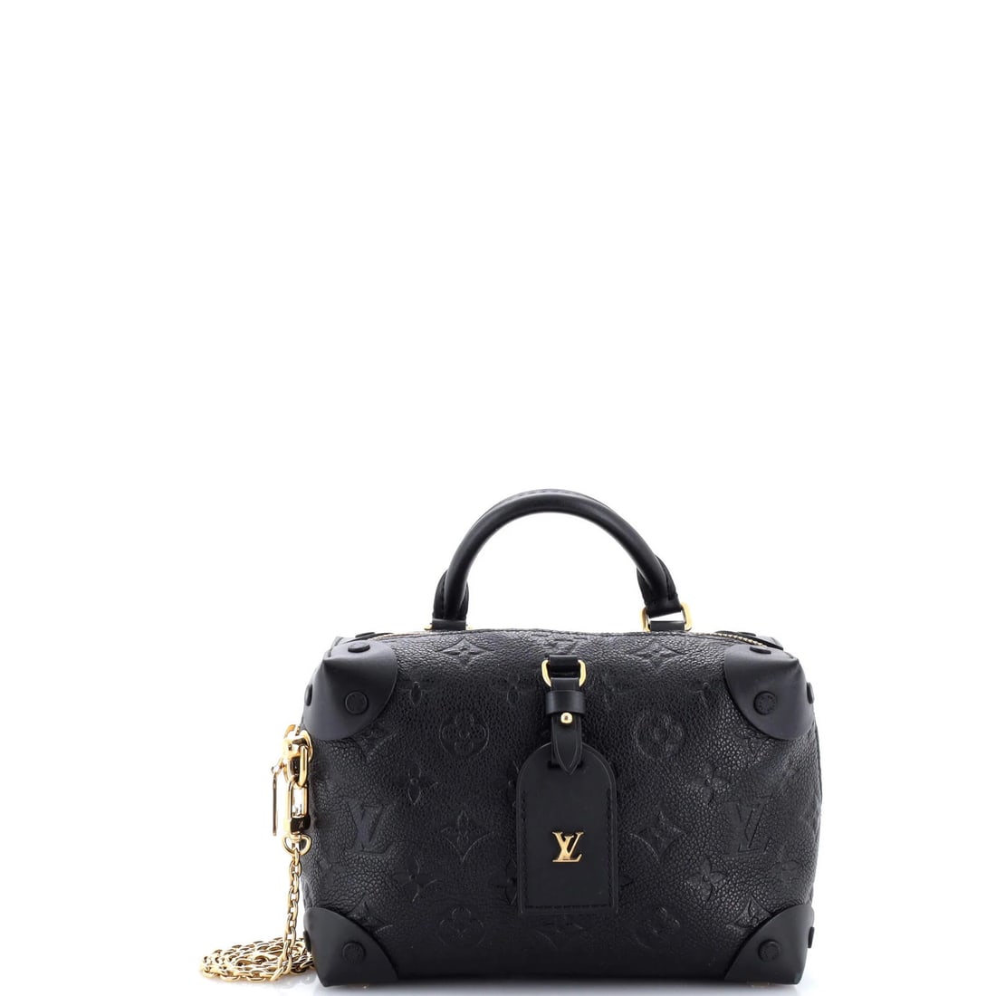 Souple Petite Handbag Malle Monogram Leather Louis Vuitton Empreinte: Souple Petite Handbag Malle Monogram Leather Louis Vuitton Empreinte Black leather Louis Vuitton Petite Malle Souple Handbag Monogram Empreinte features a classic shoulder bag design with a gold hardw