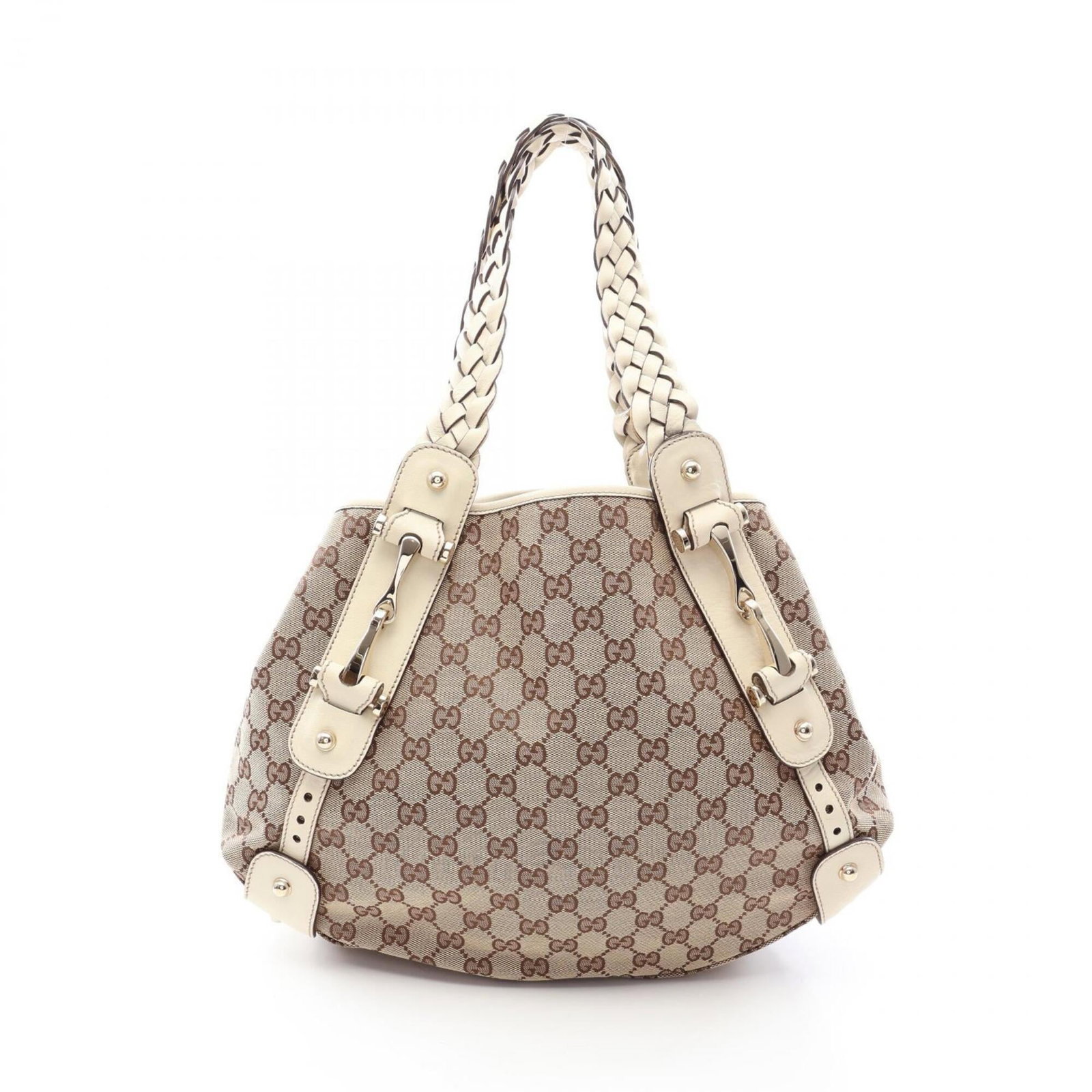 Canvas leather handbag shoulder gucci bag: Canvas leather handbag shoulder gucci bag Canvas leather Gucci shoulder bag in beige and white, featuring a classic design with a canvas and leather combination. The bag measures 28cm x 36cm x 11cm an