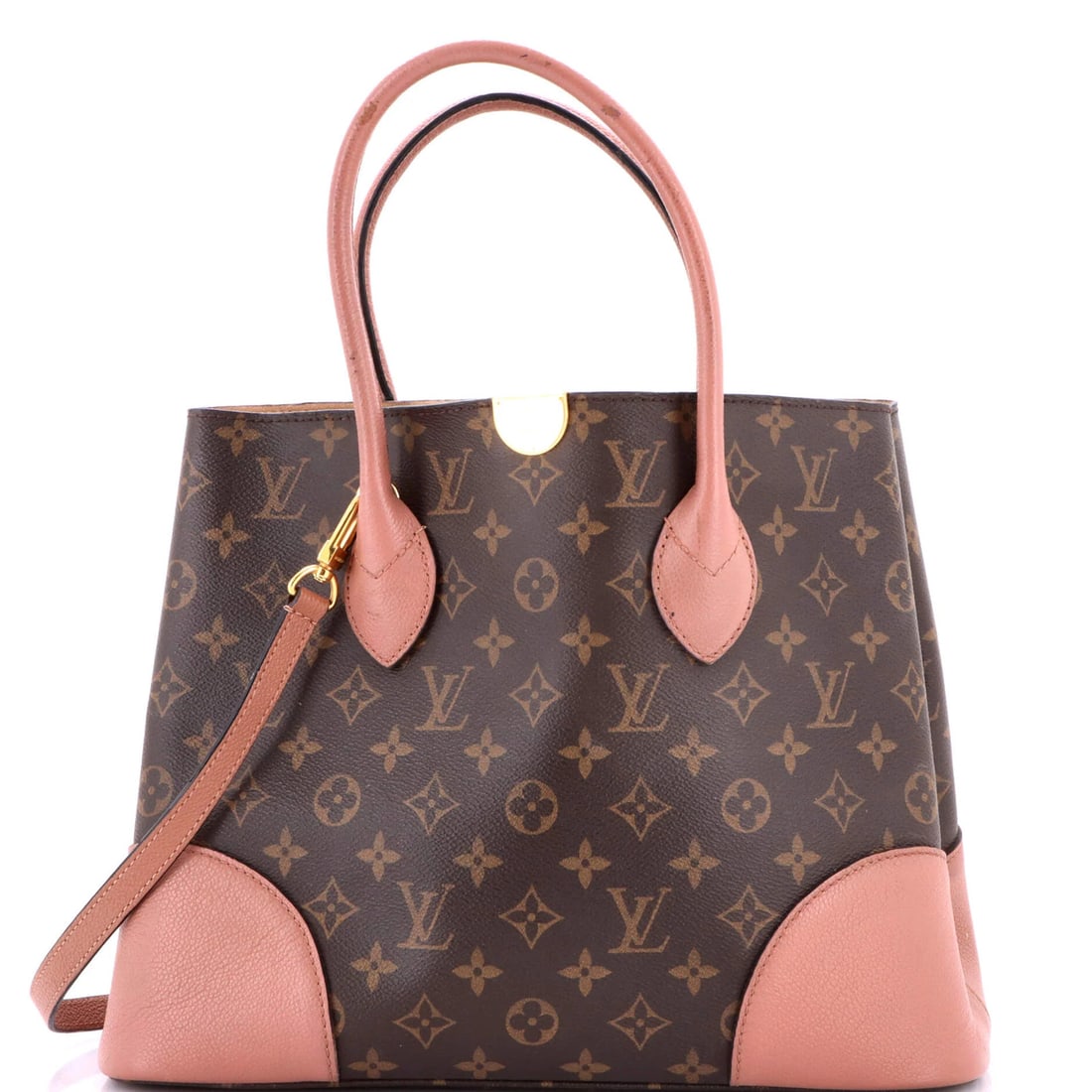 Monogram Canvas Leather Louis Flandrin Vuitton Handbag: Monogram Canvas Leather Louis Flandrin Vuitton Handbag Canvas Coated Louis Flandrin Vuitton Handbag with Monogram Design, featuring pink and brown exterior colors, microfiber interior, and gold hardwa