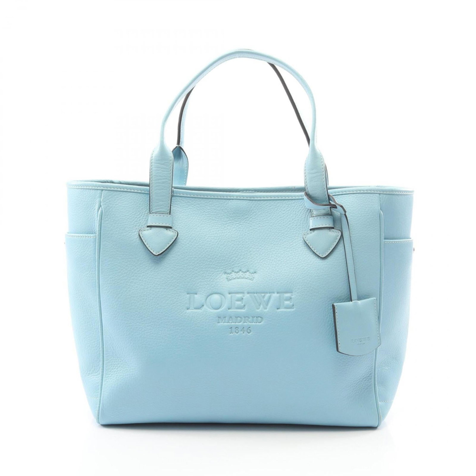 Loewe Handbag Tote Bag Leather: Loewe Handbag Tote Bag Leather Blue Loewe Handbag Tote Bag Leather. Made from high-quality leather, this tote bag measures 24cm x 29cm x 12cm and features a distinctive blue color. The bag's size and