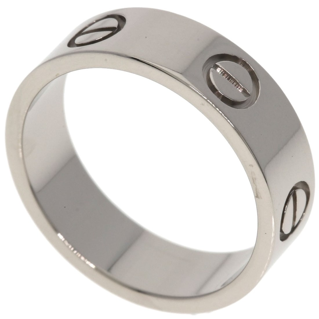 Cartier Love Ring #52 Ring K18 White Gold: Cartier Love Ring #52 Ring K18 White Gold Cartier Love Ring #52 features K18 white gold construction, showcasing the purity and elegance of silver metal. This ring's simplicity is accentuated by its
