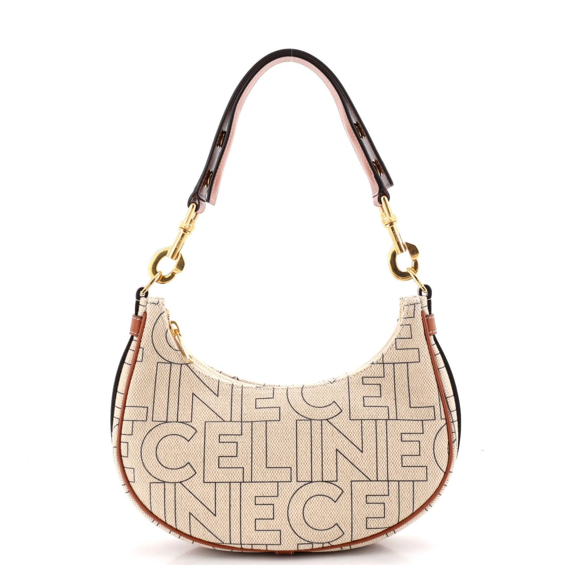 Celine Ava Bag Logo All Over Textile Medium: Celine Ava Bag Logo All Over Textile Medium Canvas Celine Ava Bag with Brown Logo All Over Textile Medium. This medium-sized shoulder bag boasts a classic design, featuring a brown canvas exterior